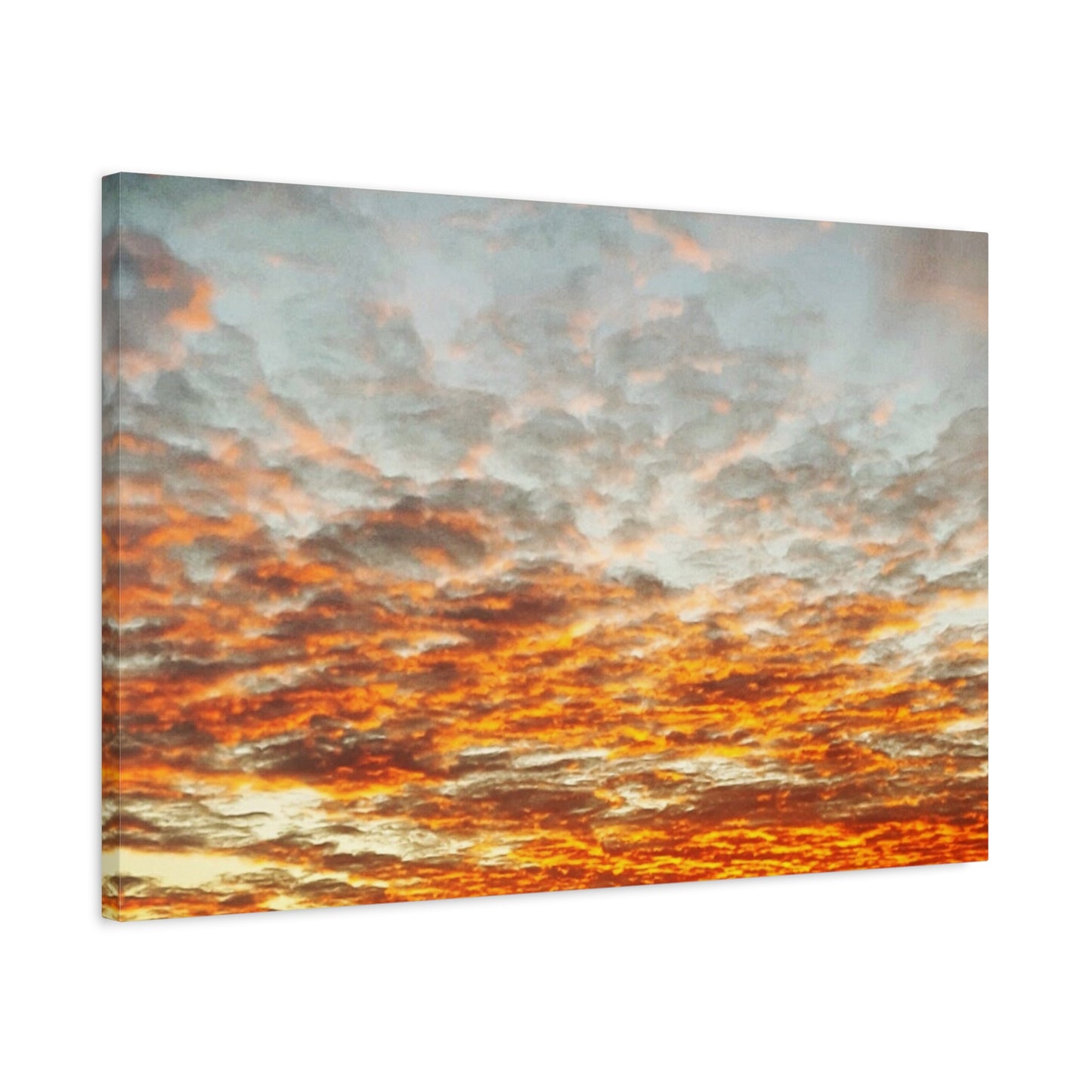 Sunset Sky Canvas Print — Orange Cloudscape Matte Stretched Wall Art