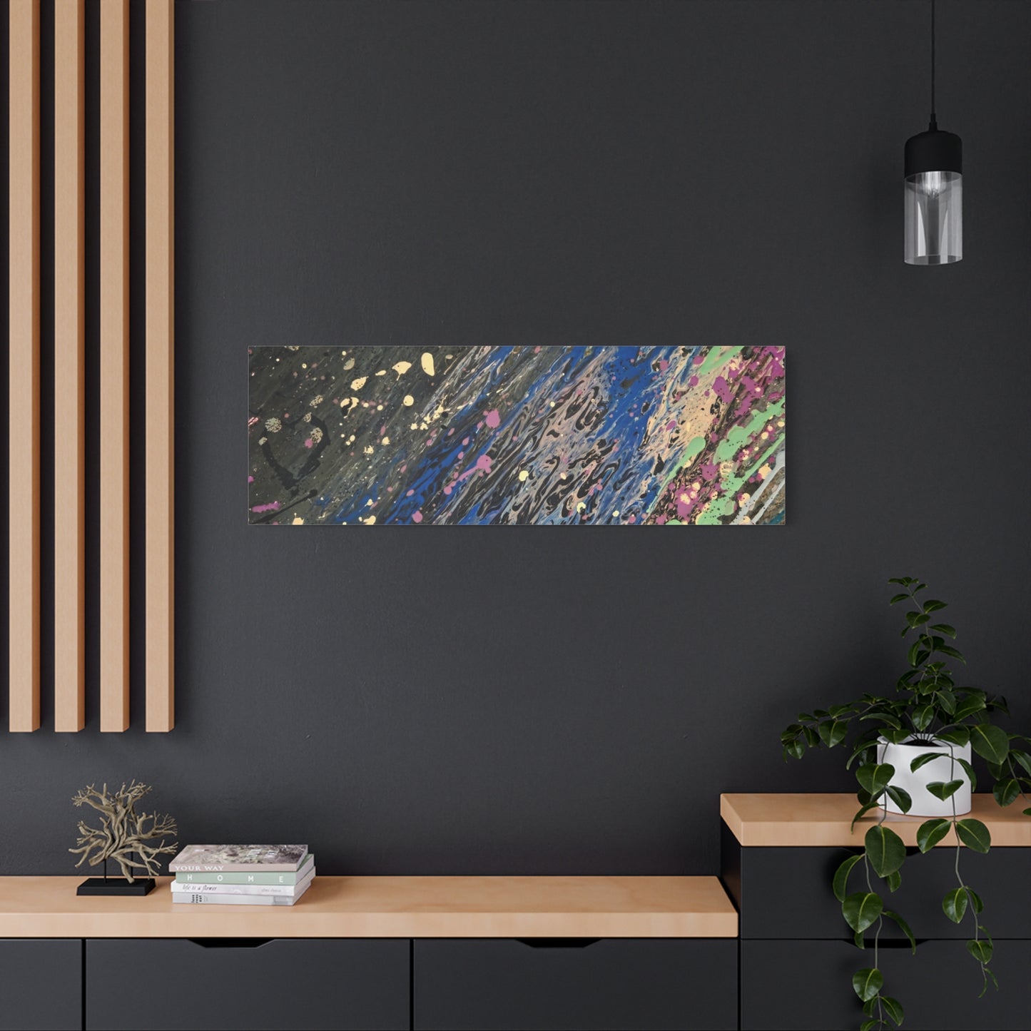 Abstract Splatter Matte Canvas Print — Colorful Fluid Art Wall Decor, Stretched 1.25"