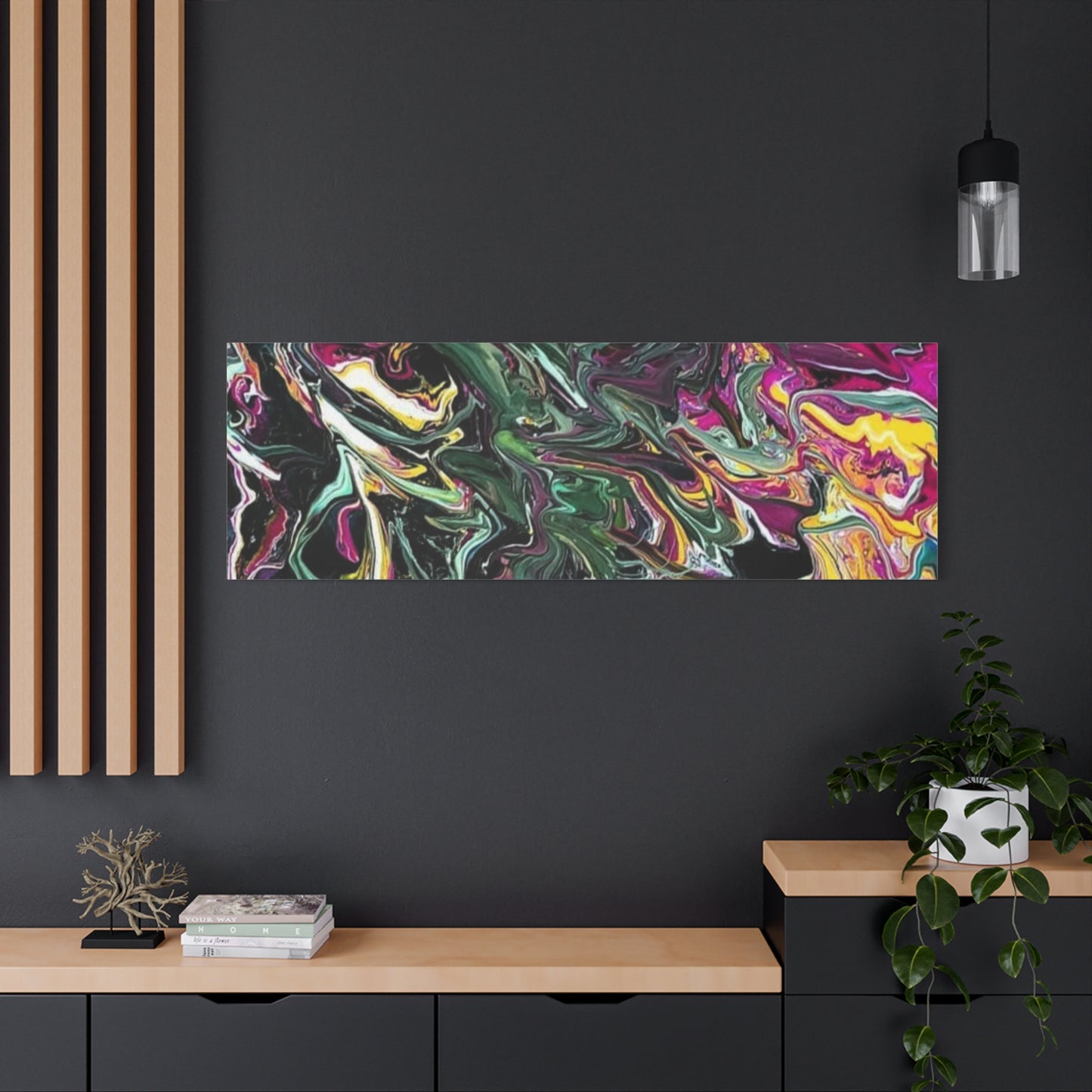 chaos in the garden - Abstract Fluid Art Matte Canvas Print - Colorful Swirl Wall Art