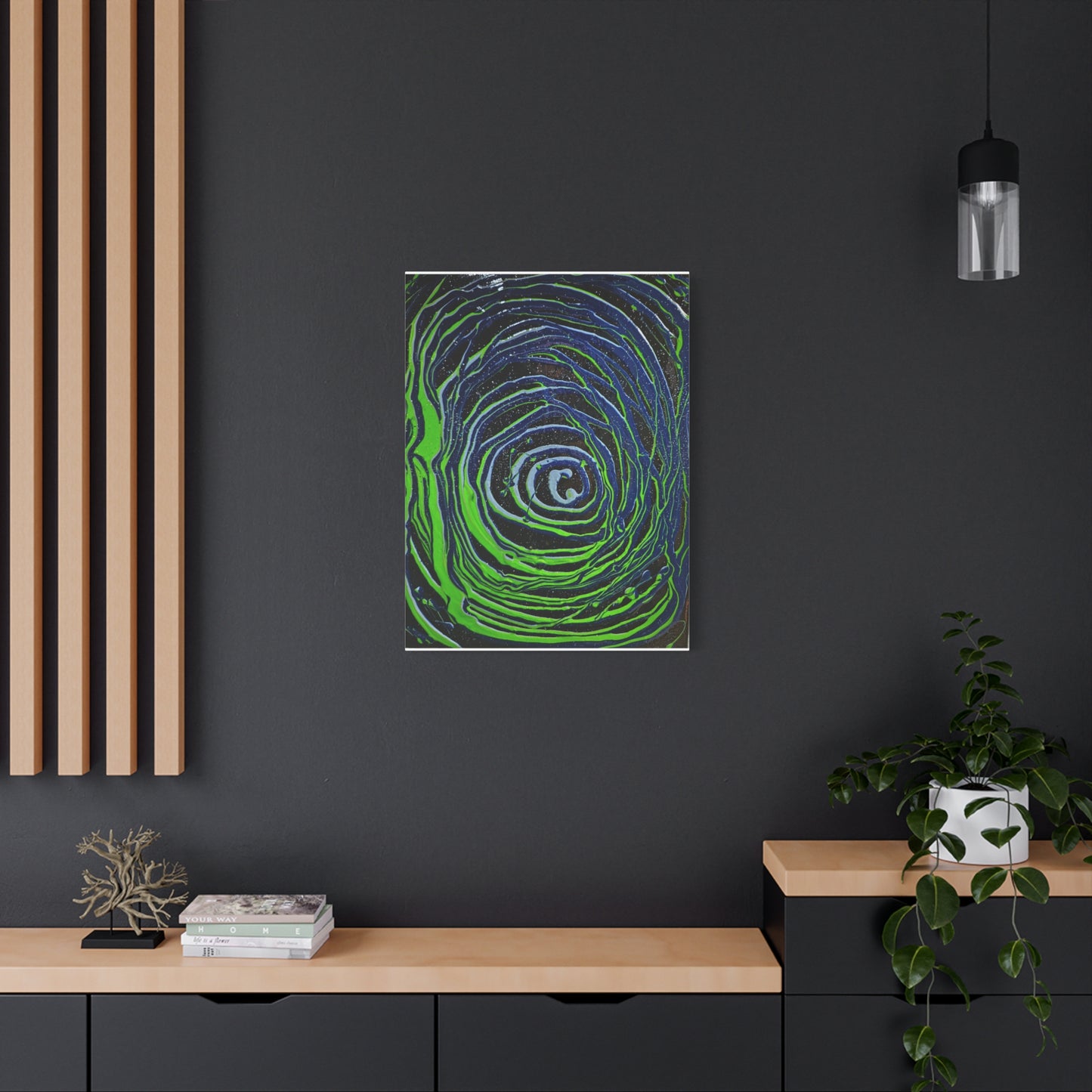Abstract Green Swirl Matte Canvas Art — Stretched 1.25" Wall Décor