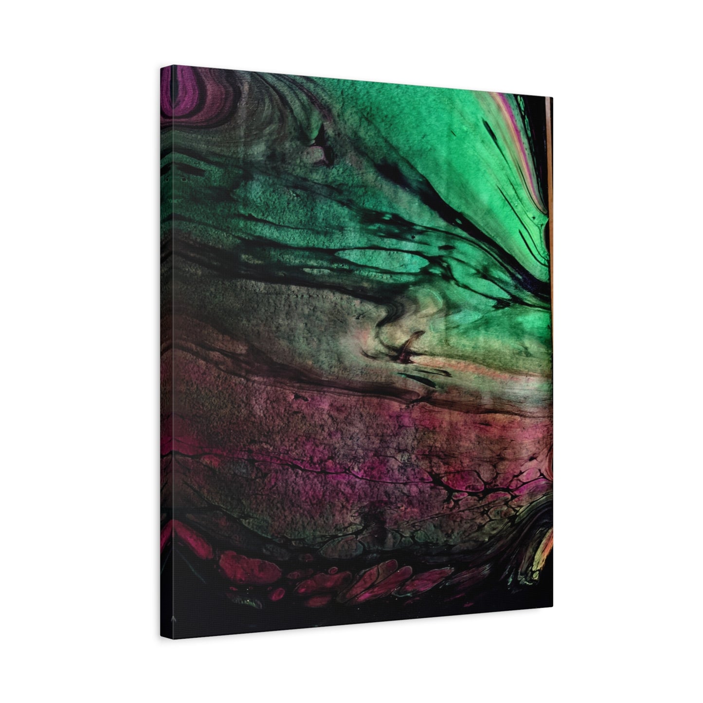 flame tempered pour - Abstract Teal & Magenta Canvas Wall Art — Matte Stretched 1.25"