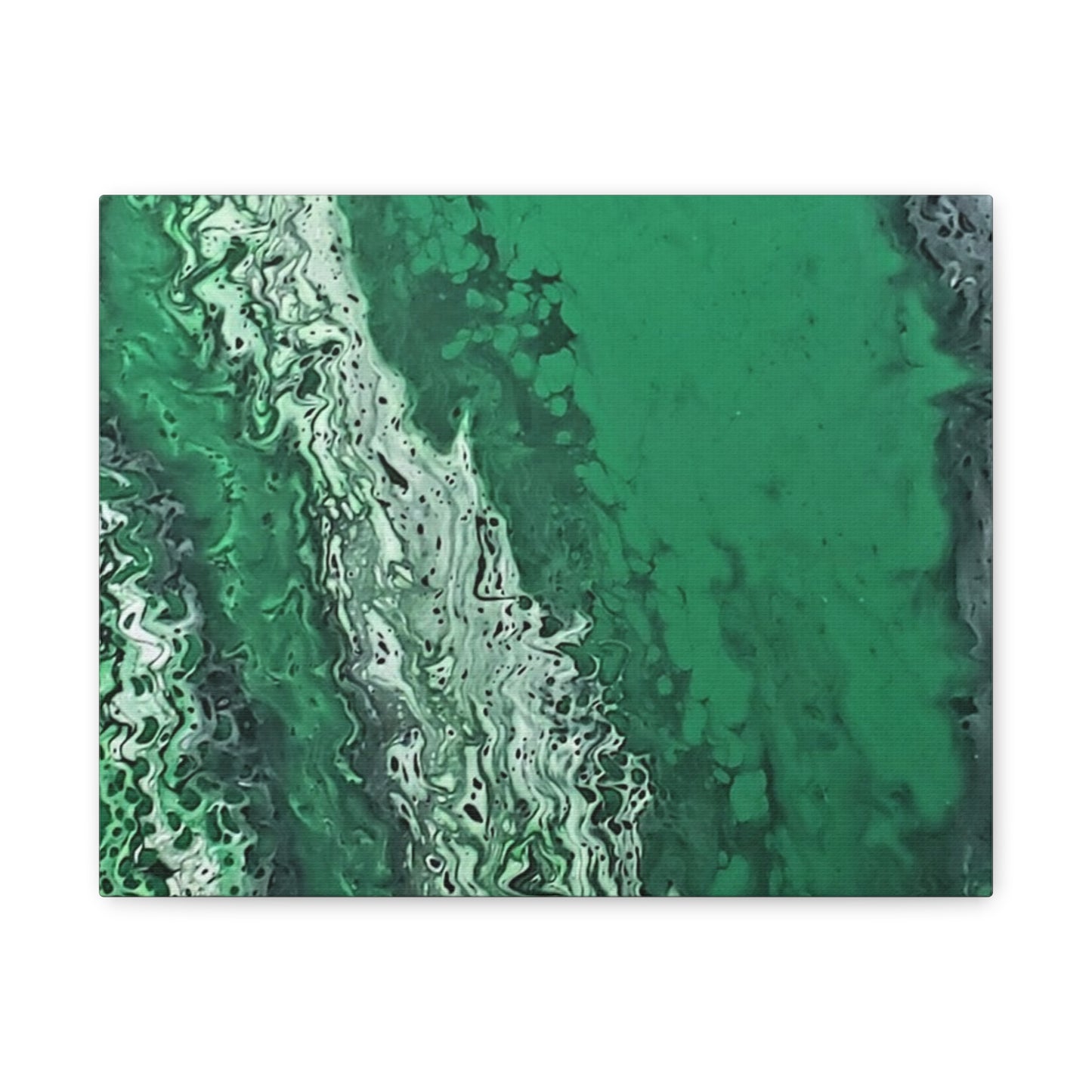 Emerald Wave Abstract Canvas Print — Matte Stretched Wall Art