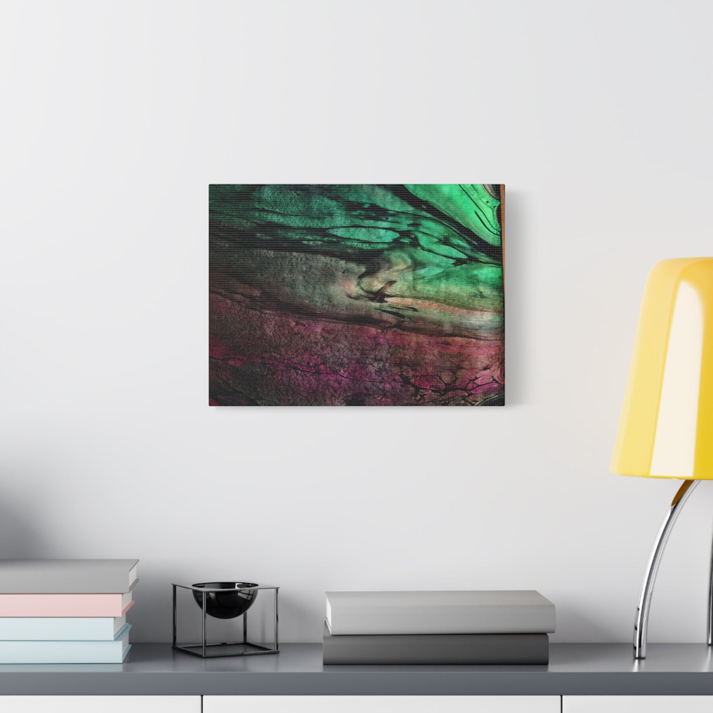flame tempered pour - Abstract Teal & Magenta Canvas Wall Art — Matte Stretched 1.25"