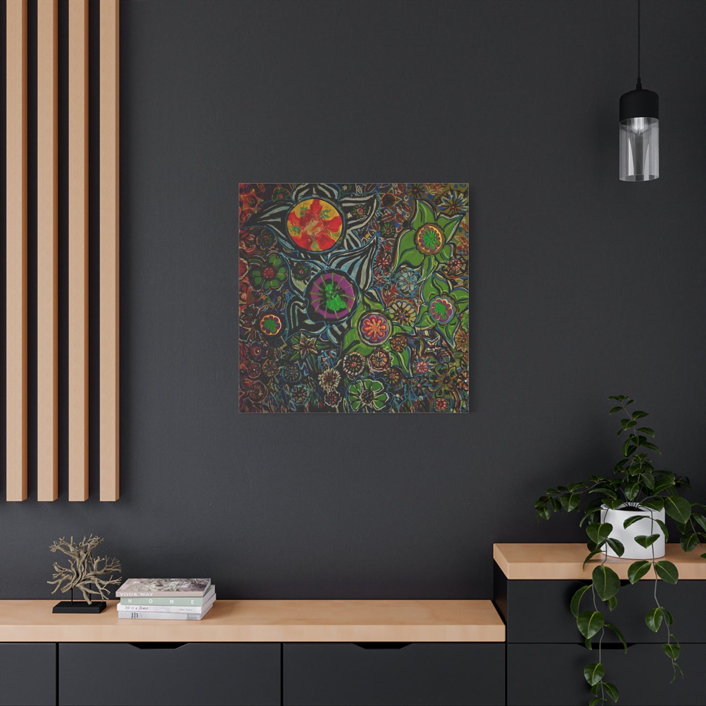 Urban_gardening-03 - Psychedelic Floral Canvas Print — Vibrant Abstract Garden Wall Art