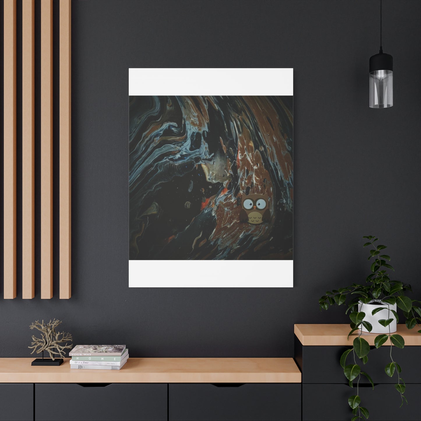 Abstract Swirl Owl Matte Canvas Print