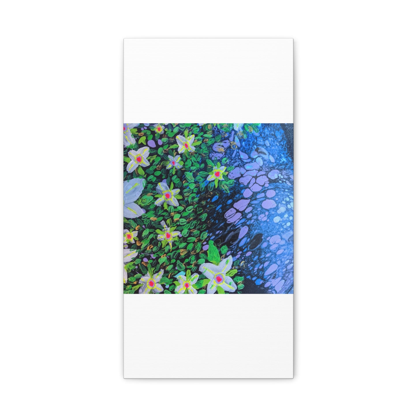 Floetrol&Flowers -  Reef Matte Canvas Wall Art — Blue & Green Abstract Flower Painting