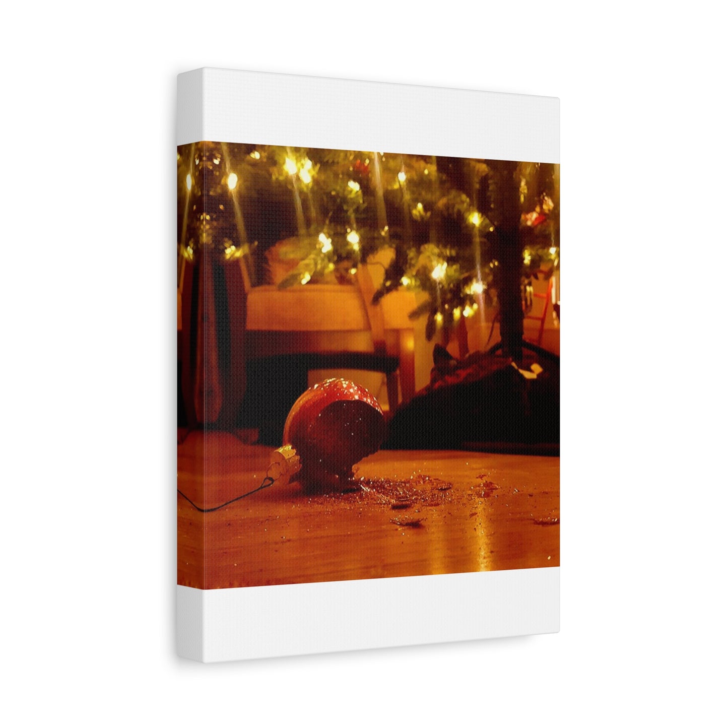 Christmas Tree Ornament Photo Canvas – Cozy Holiday Still Life Wall Art