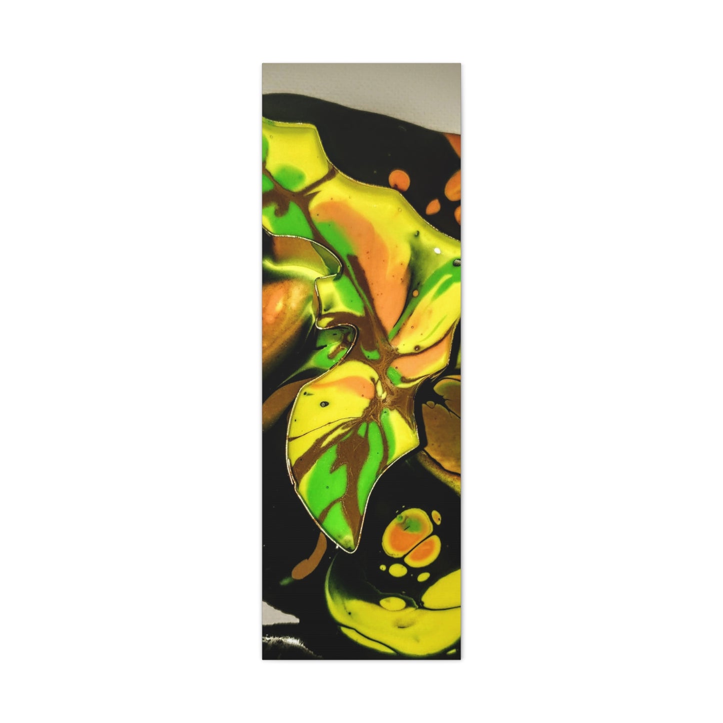 Abstract Green & Gold Fluid Art Matte Canvas Print (Stretched)
