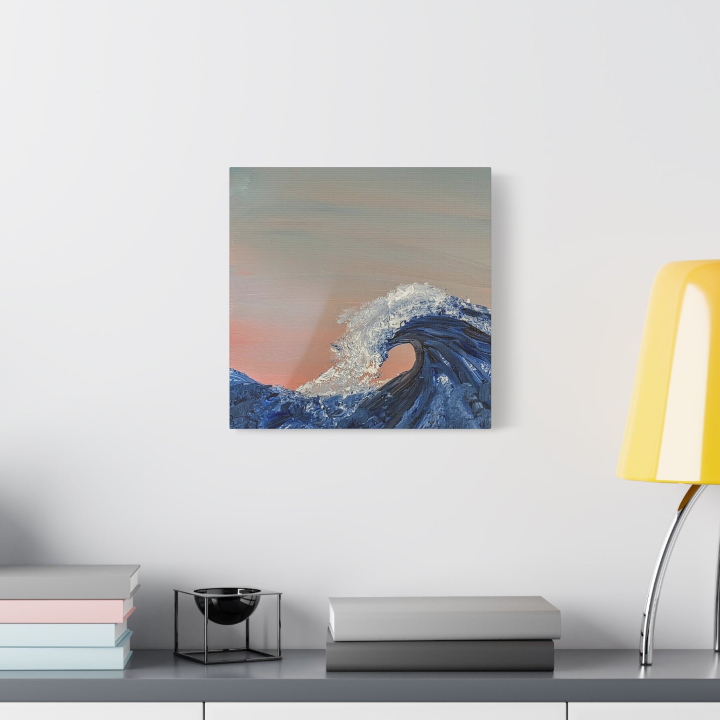 California_Coast - Ocean Wave Canvas Art — Blue Wave Seascape Matte Stretched Canvas