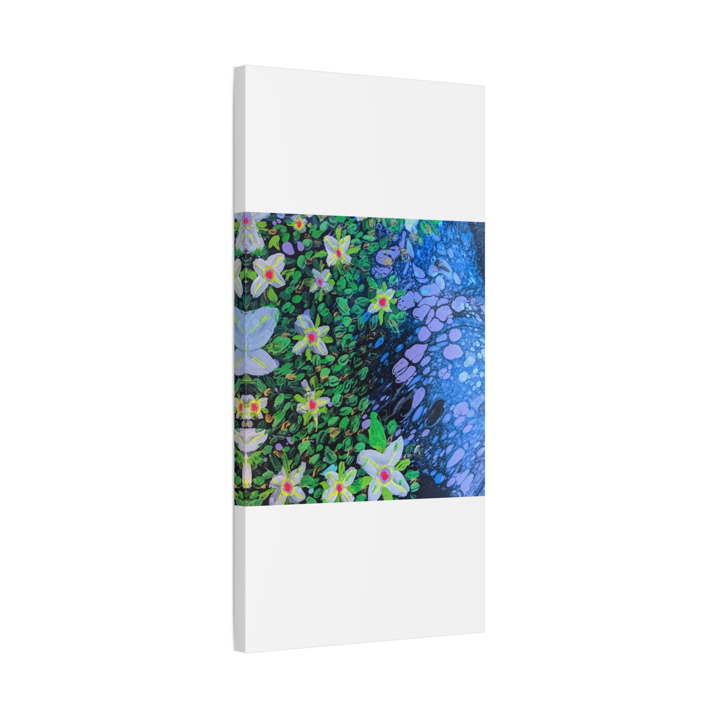 Floetrol&Flowers -  Reef Matte Canvas Wall Art — Blue & Green Abstract Flower Painting