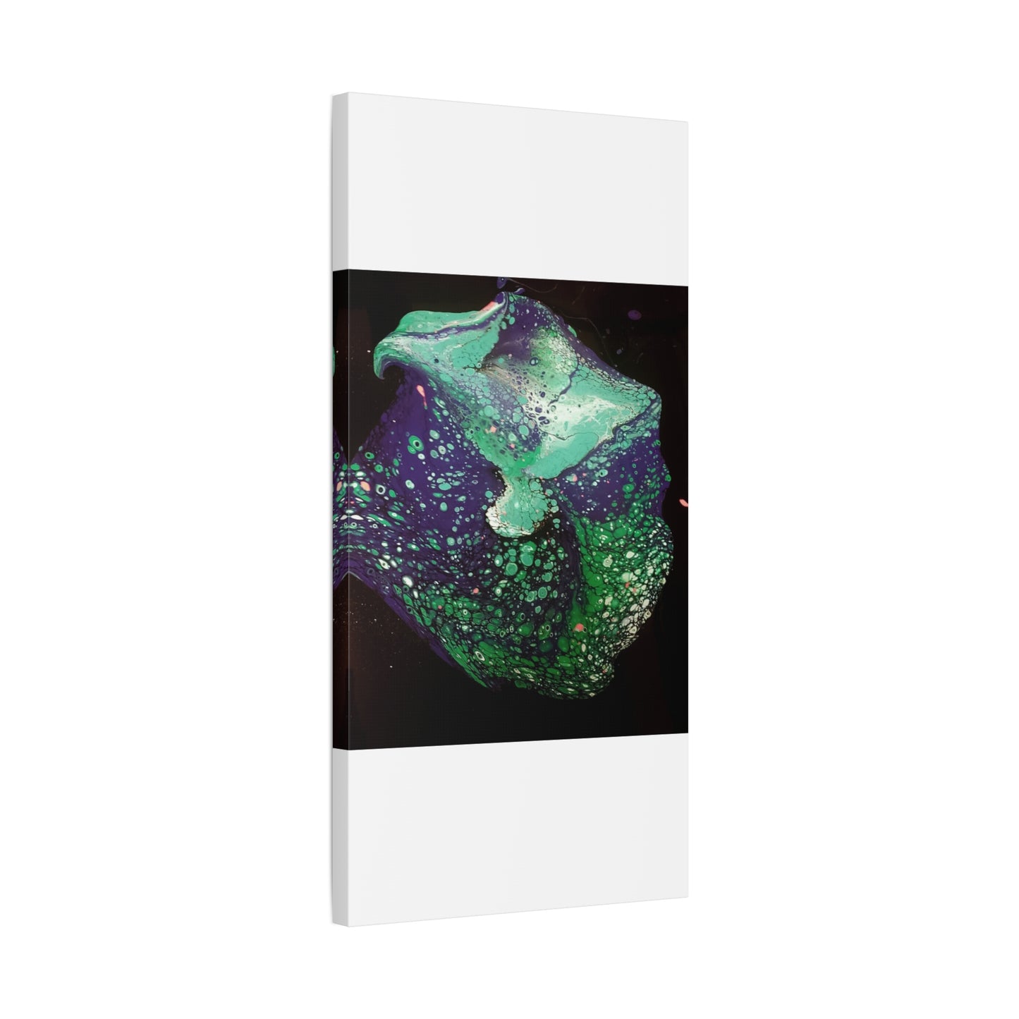 Abstract Green & Teal Fluid Art Canvas Print - Matte Stretched Wall Art