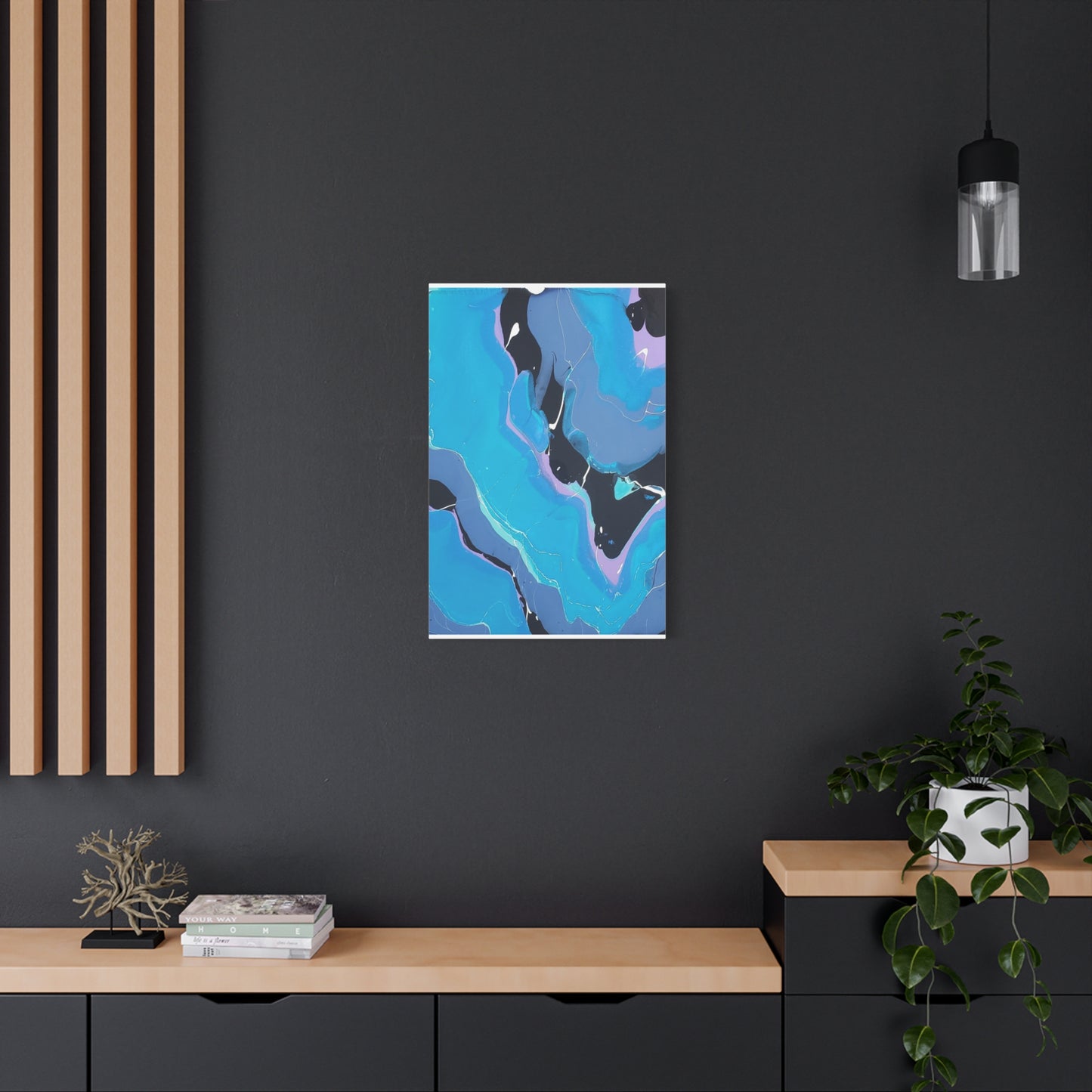 Abstract Blue Fluid Art Canvas Print — Matte Stretched Wall Art 1.25"