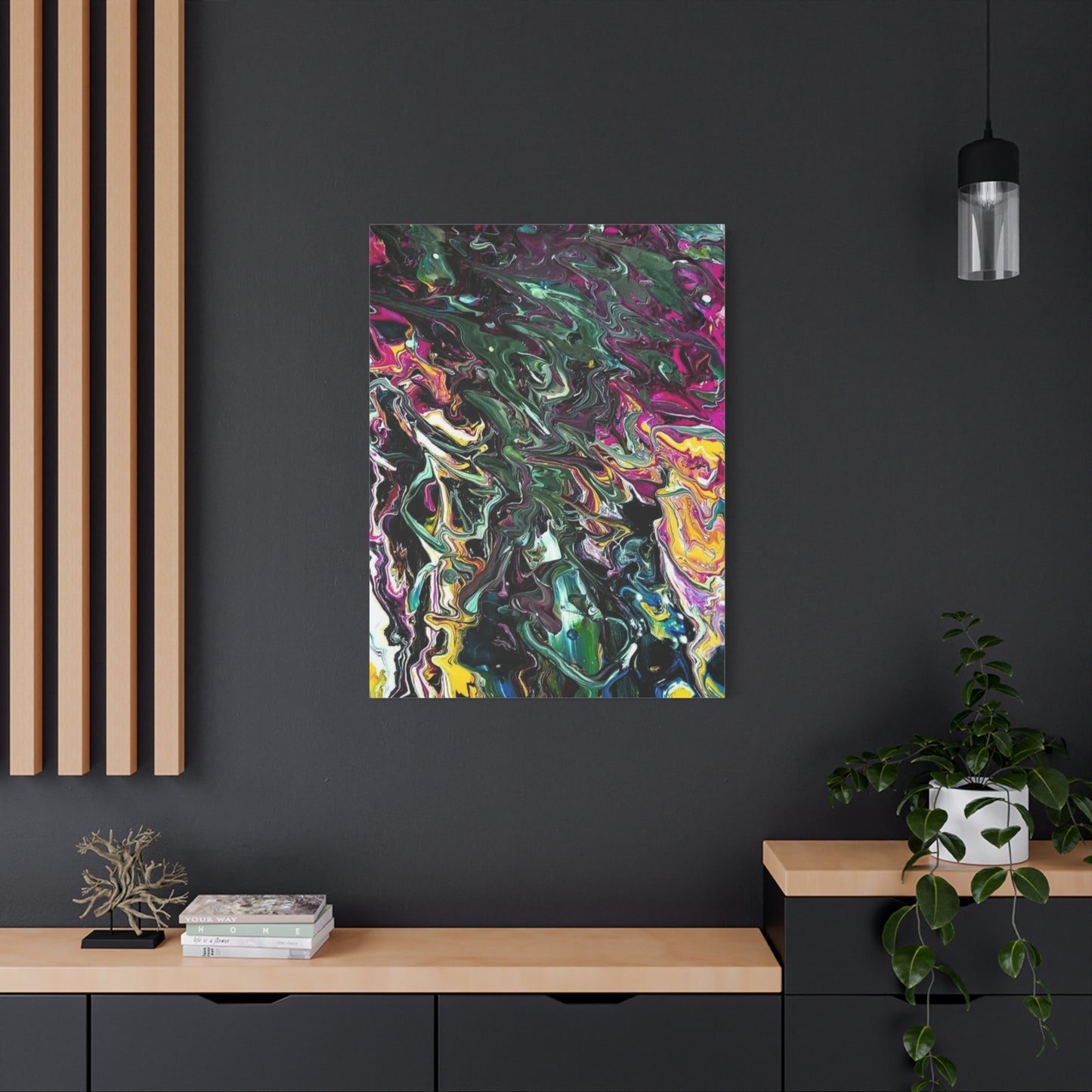 chaos in the garden - Abstract Fluid Art Matte Canvas Print - Colorful Swirl Wall Art