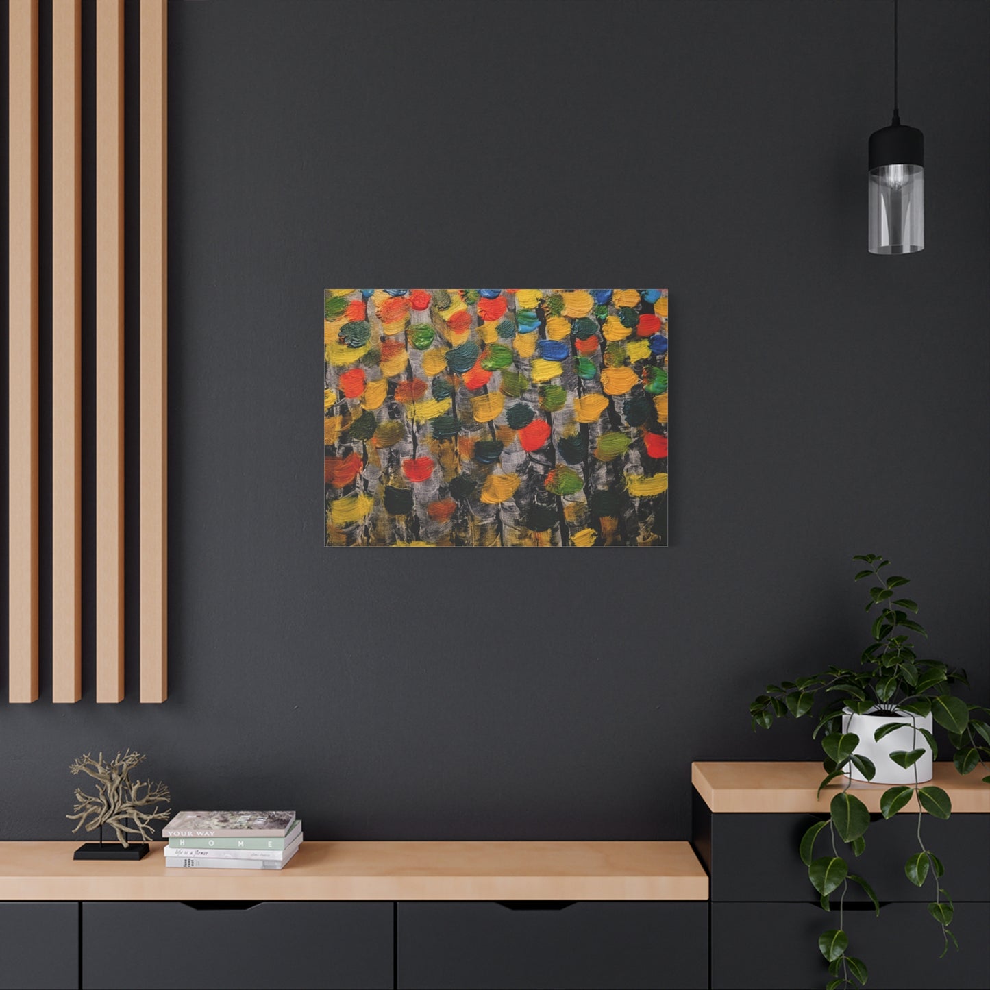 birch trees with color strokes - Abstract Color Bloom Matte Canvas Wall Art — Stretched 1.25"
