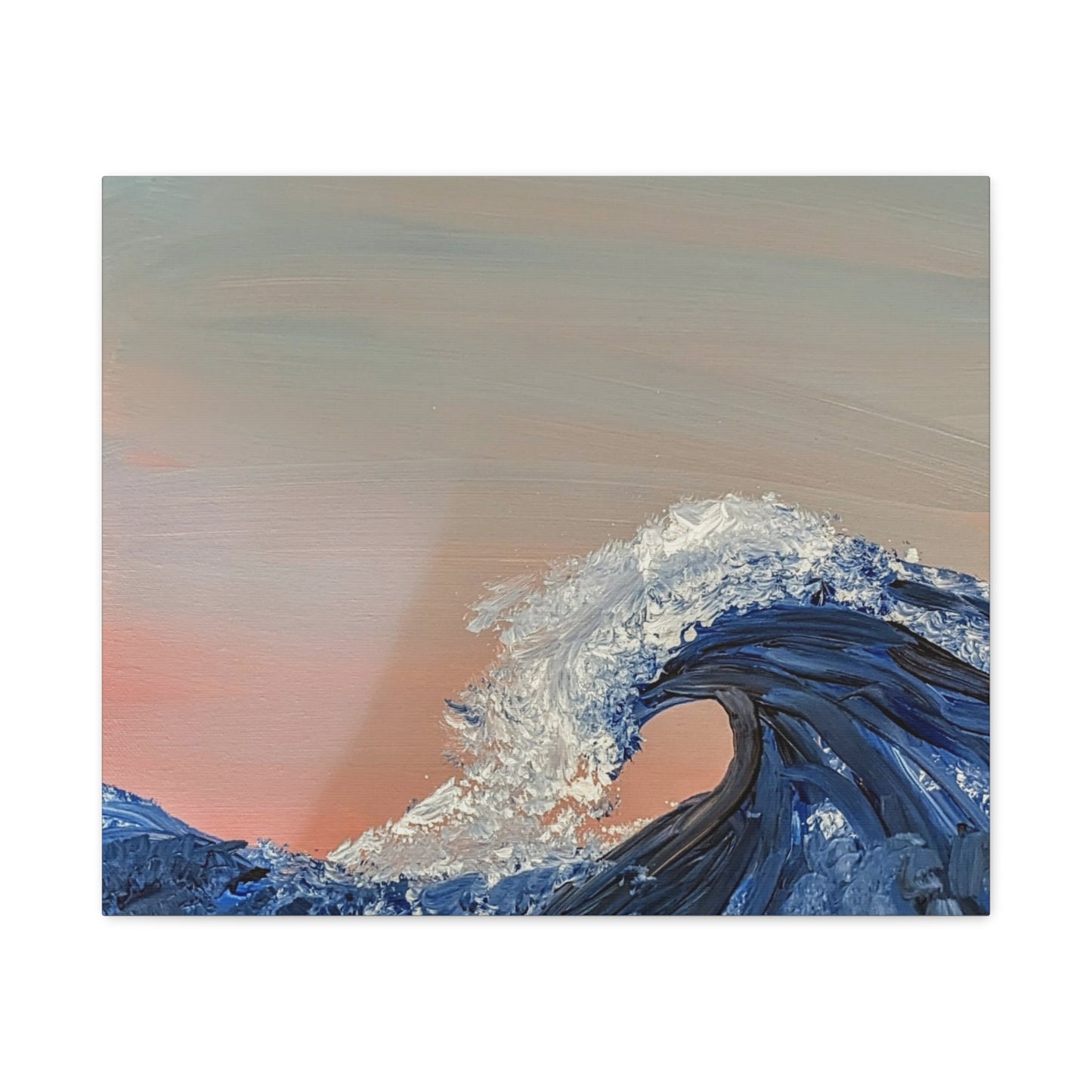 California_Coast - Ocean Wave Canvas Art — Blue Wave Seascape Matte Stretched Canvas