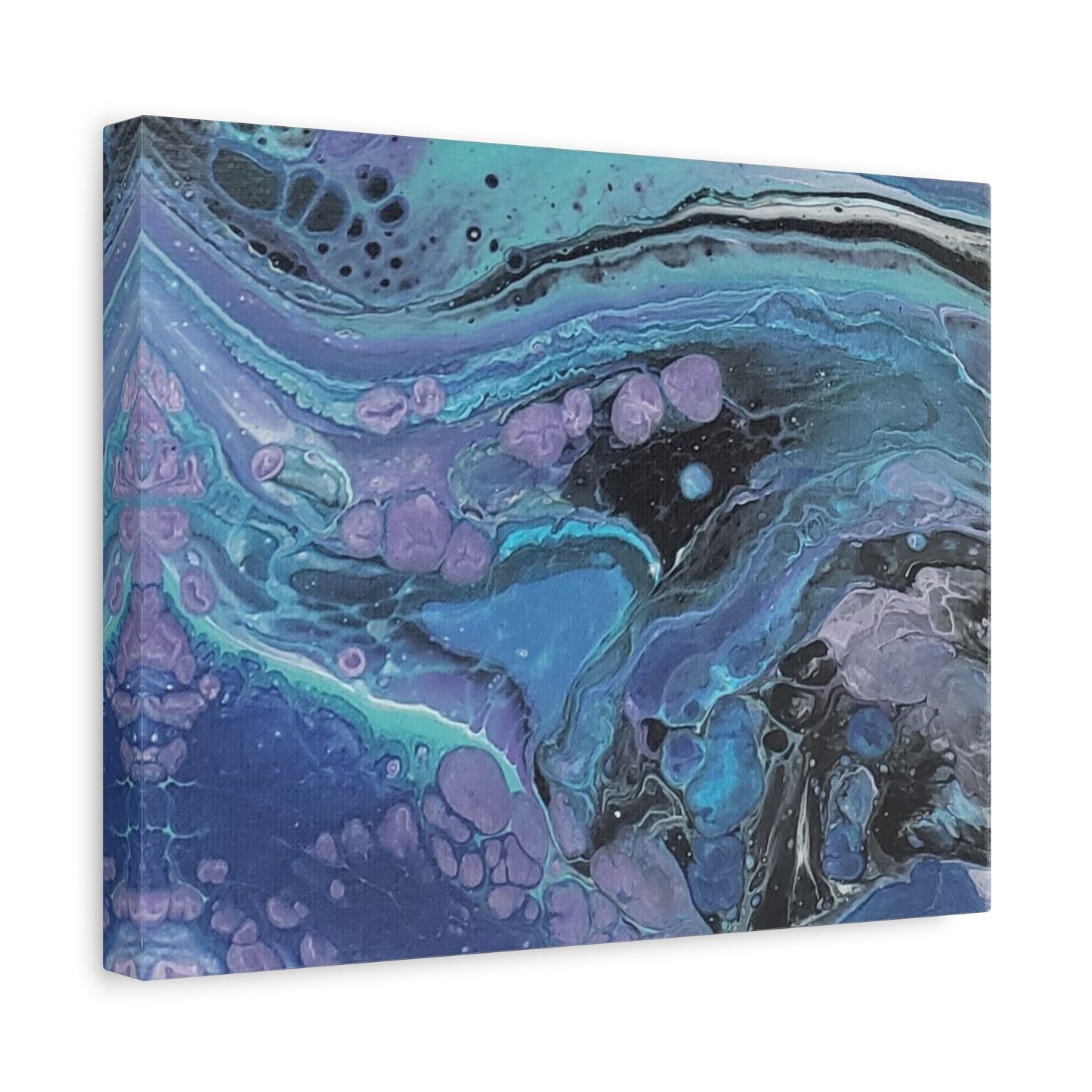 Abstract Ocean Wave Matte Canvas Print — Blue & Purple Fluid Art, Stretched 1.25"