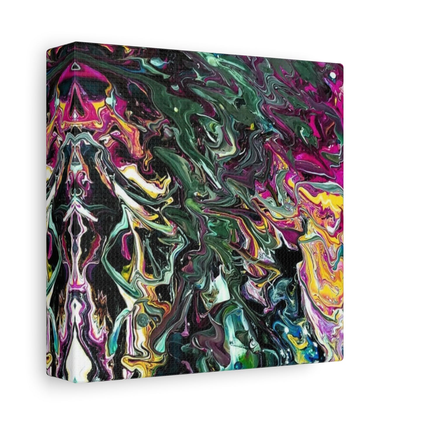 chaos in the garden - Abstract Fluid Art Matte Canvas Print - Colorful Swirl Wall Art