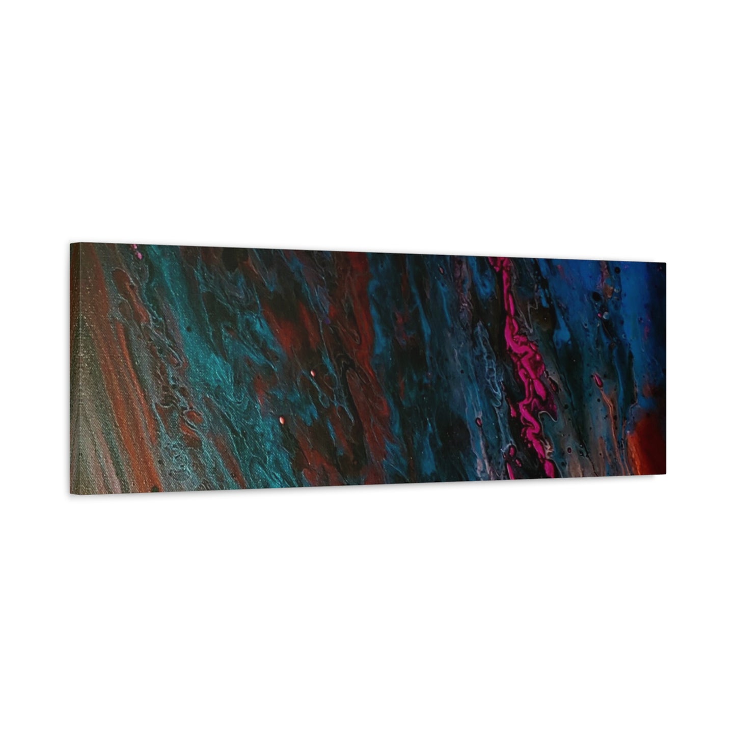 Abstract Fluid Art Canvas Wall Art - Jupiter pour — Vibrant Ocean Night Matte Stretched Canvas