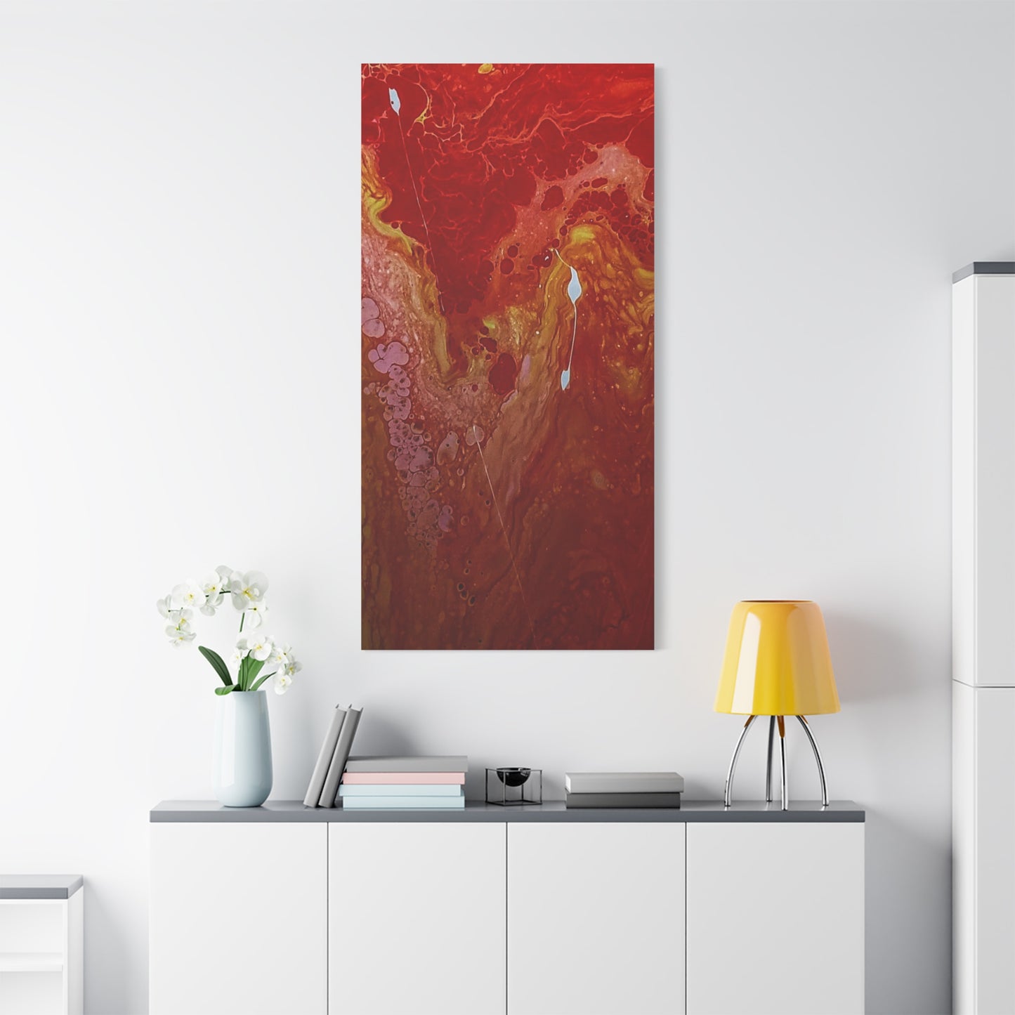 Abstract Red Fluid Art Canvas Print — Matte Stretched Wall Art