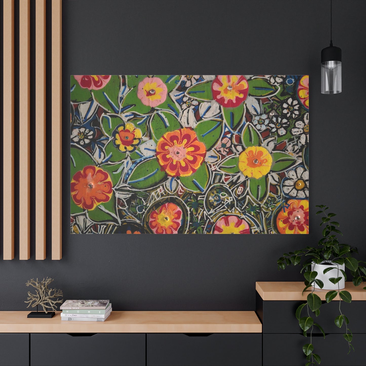 Urban_gardening-04 - Floral Pop Matte Stretched Canvas – Colorful Hand-Painted Garden Wall Art