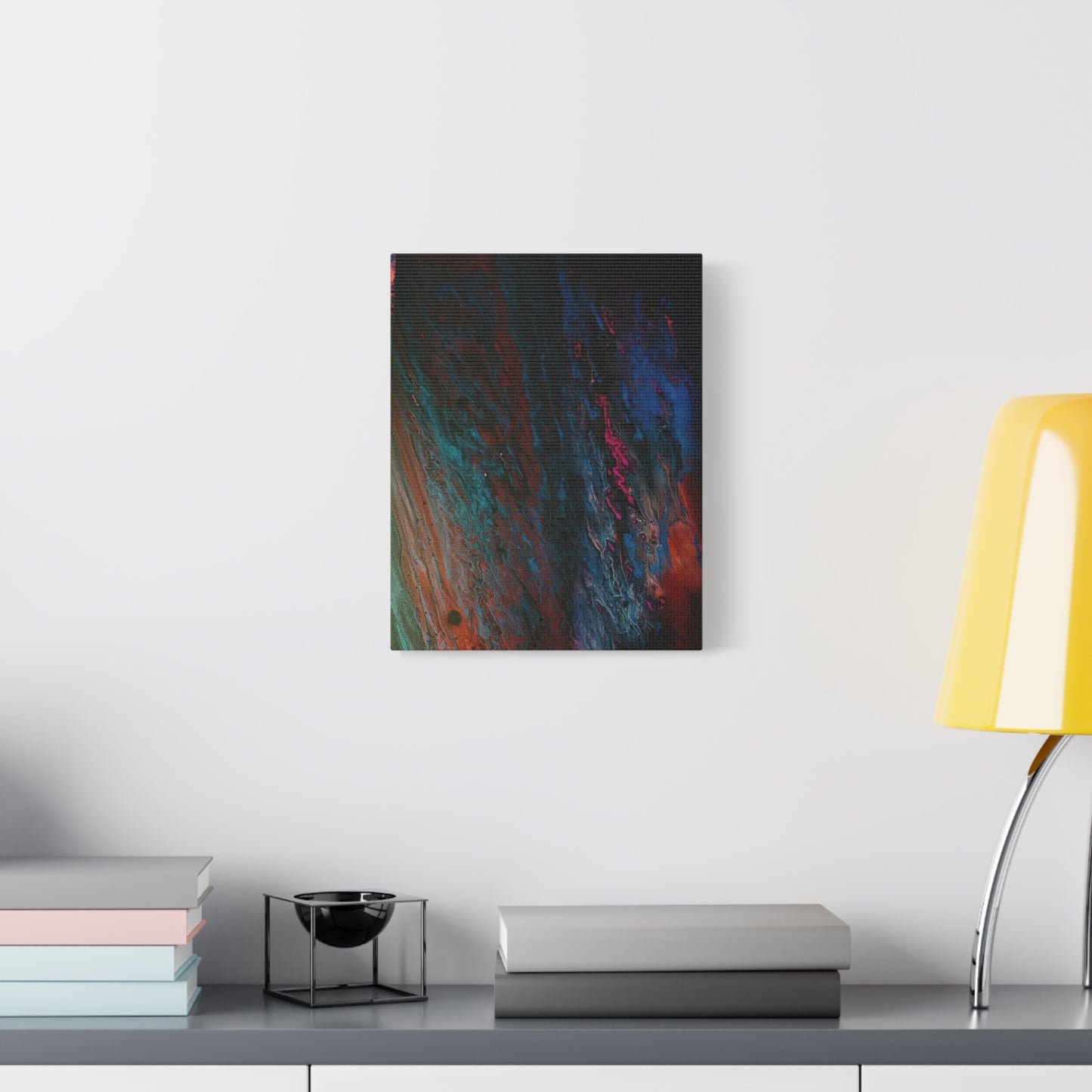 Abstract Fluid Art Canvas Wall Art - Jupiter pour — Vibrant Ocean Night Matte Stretched Canvas