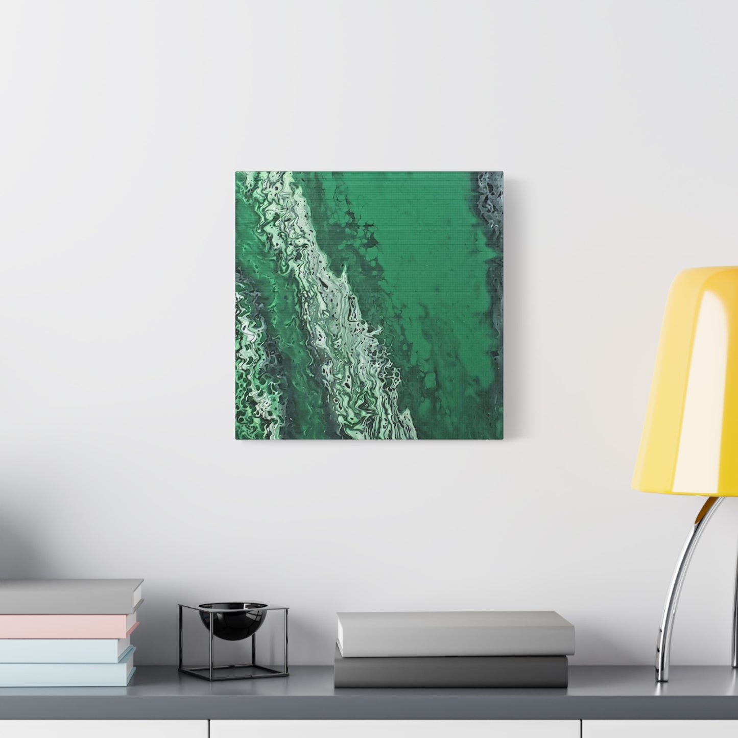 Emerald Wave Abstract Canvas Print — Matte Stretched Wall Art