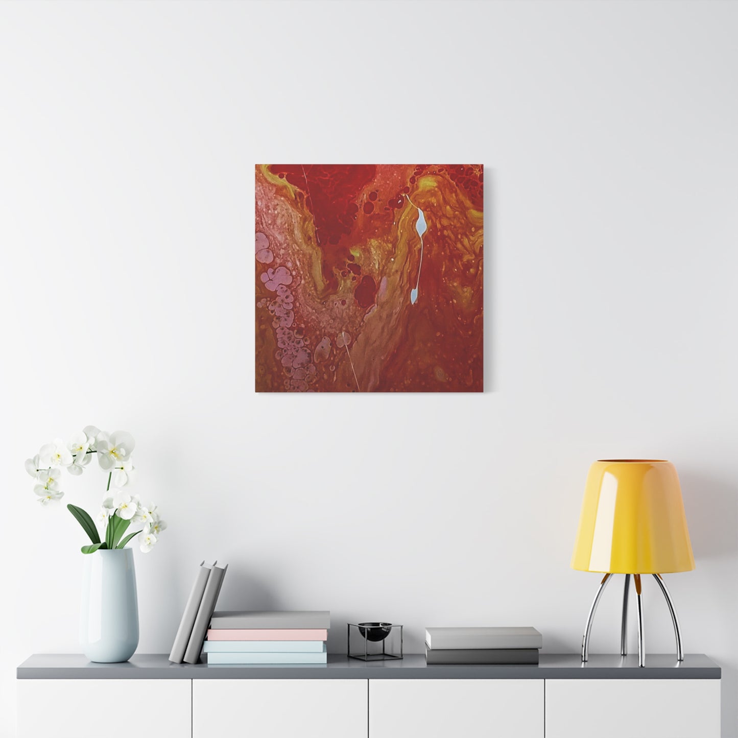 Abstract Red Fluid Art Canvas Print — Matte Stretched Wall Art
