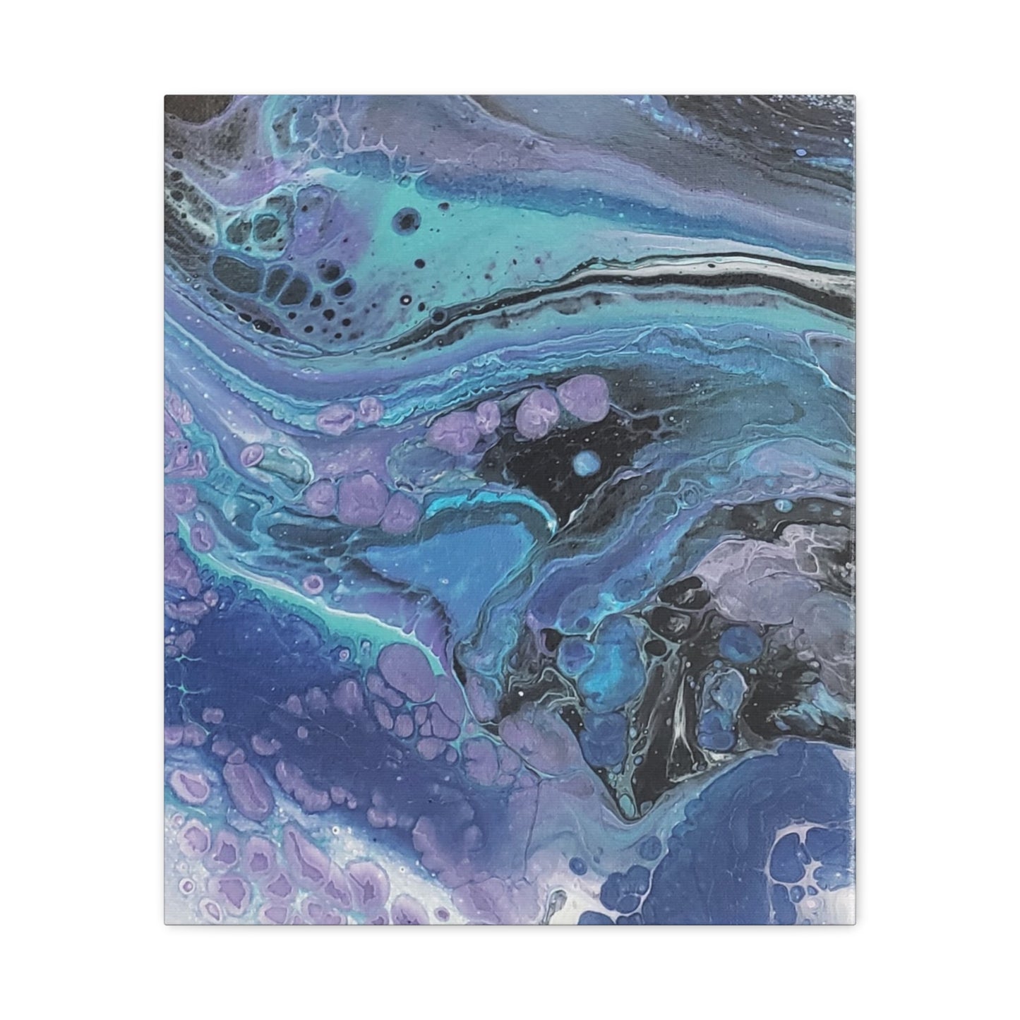 Abstract Ocean Wave Matte Canvas Print — Blue & Purple Fluid Art, Stretched 1.25"