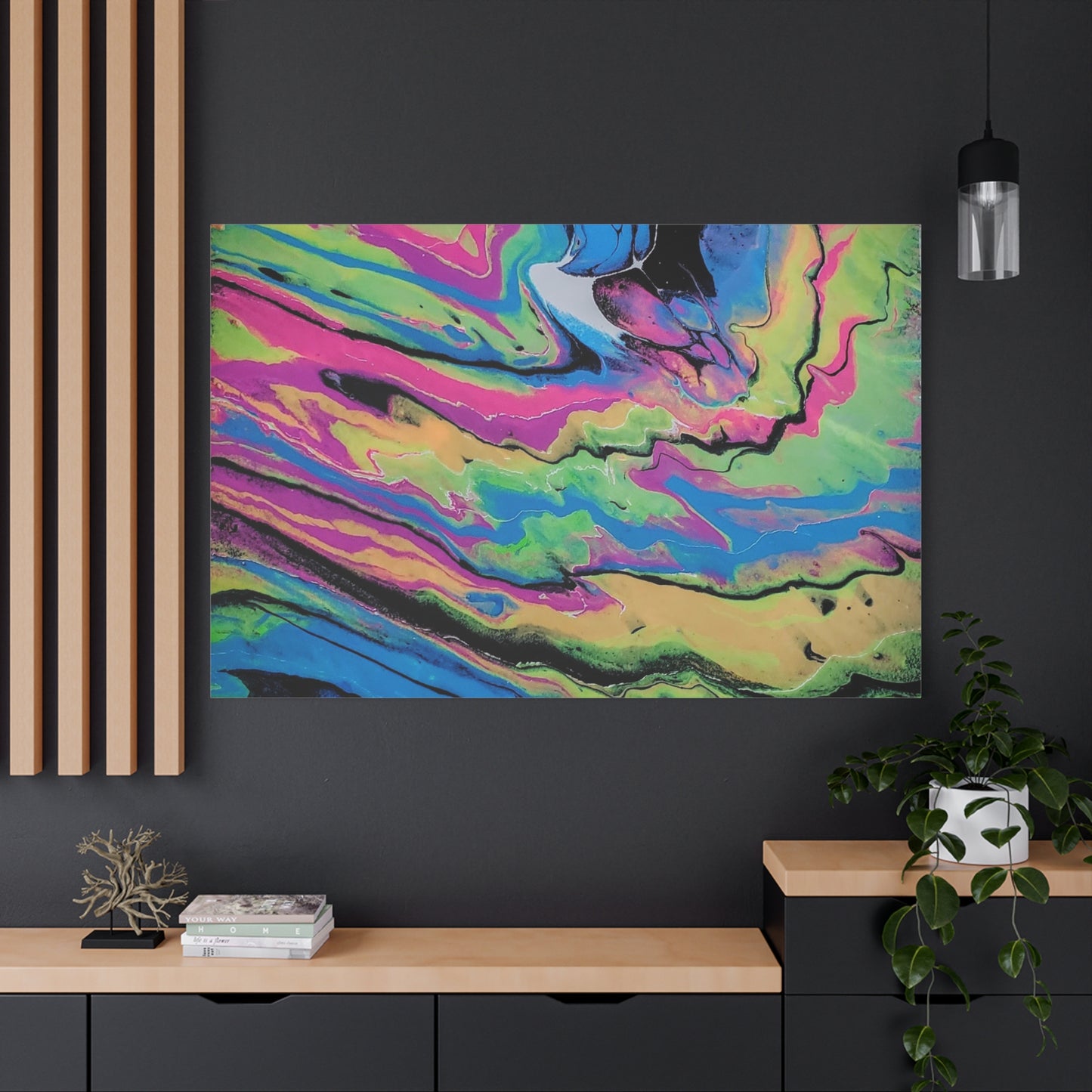 Abstract Neon Fluid Art Canvas Print — Vibrant Psychedelic Wall Decor