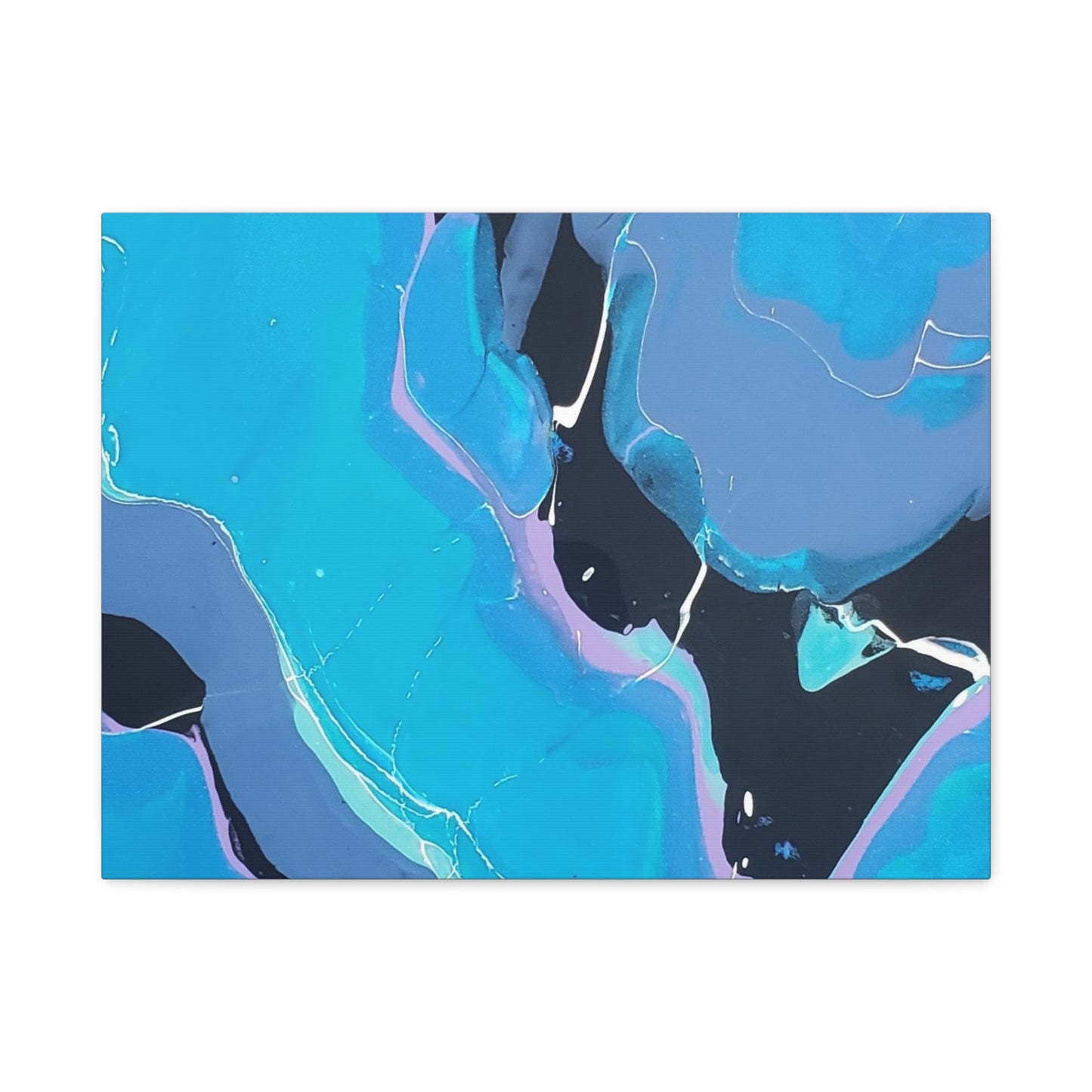 Abstract Blue Fluid Art Canvas Print — Matte Stretched Wall Art 1.25"