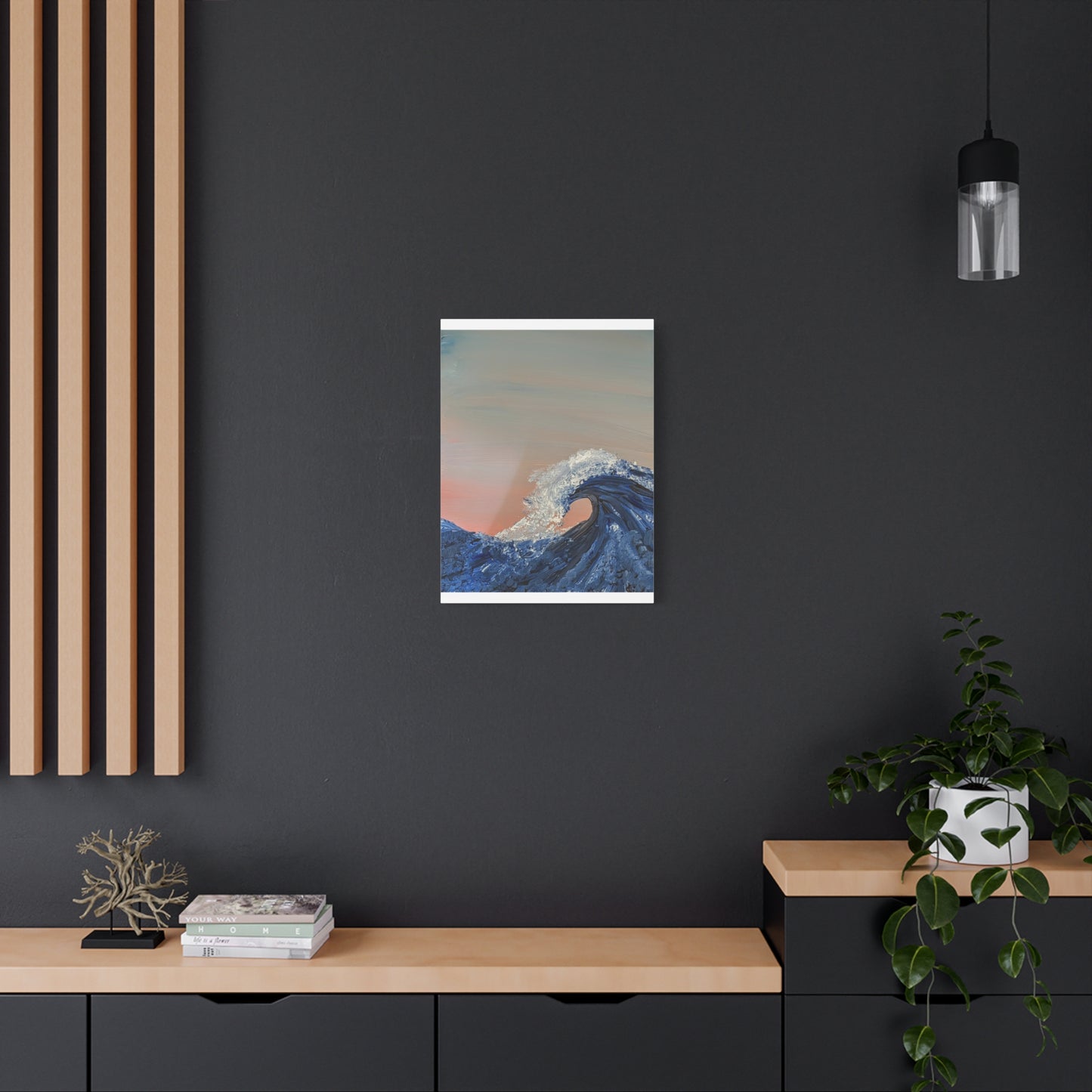 California_Coast - Ocean Wave Canvas Art — Blue Wave Seascape Matte Stretched Canvas