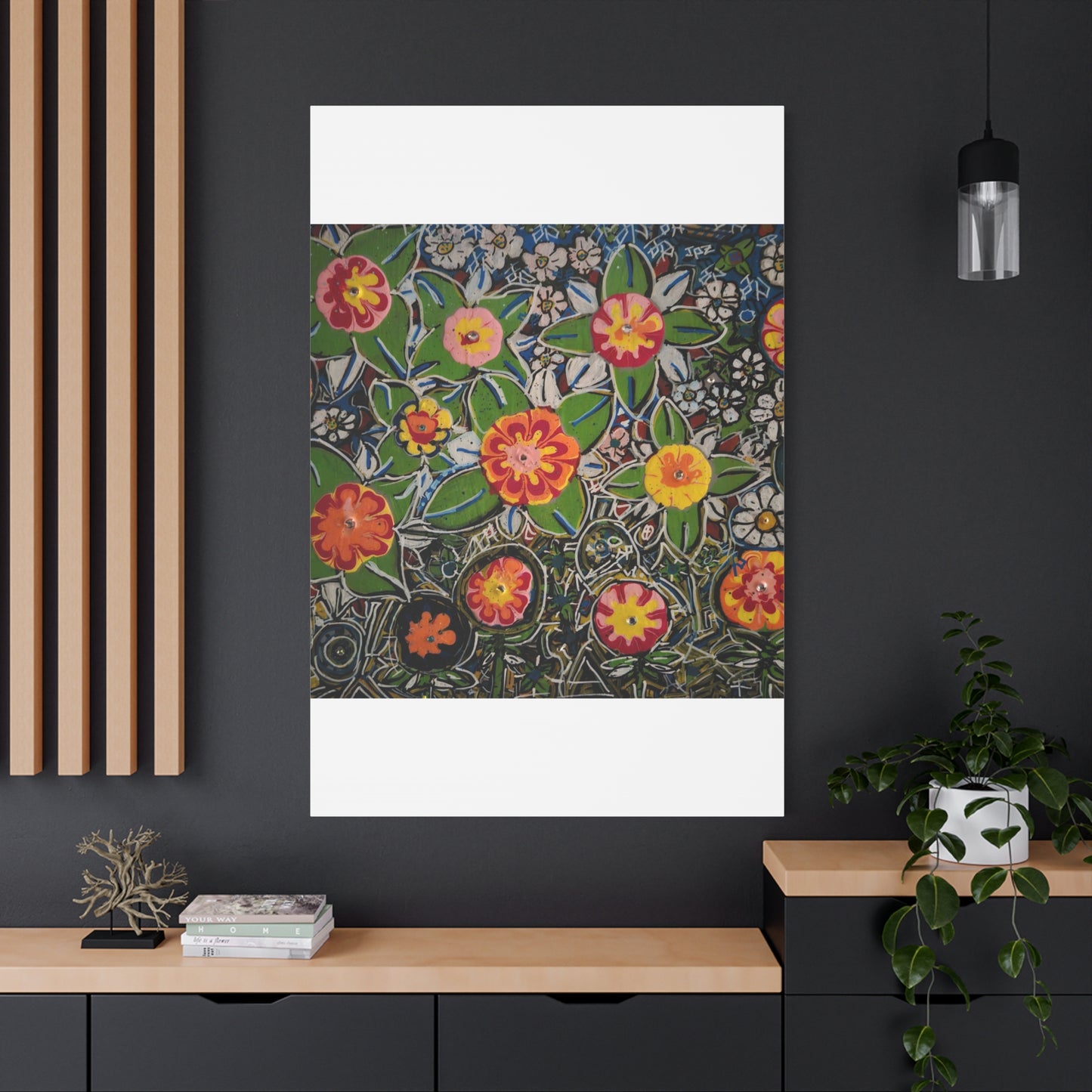 Urban_gardening-04 - Floral Pop Matte Stretched Canvas – Colorful Hand-Painted Garden Wall Art