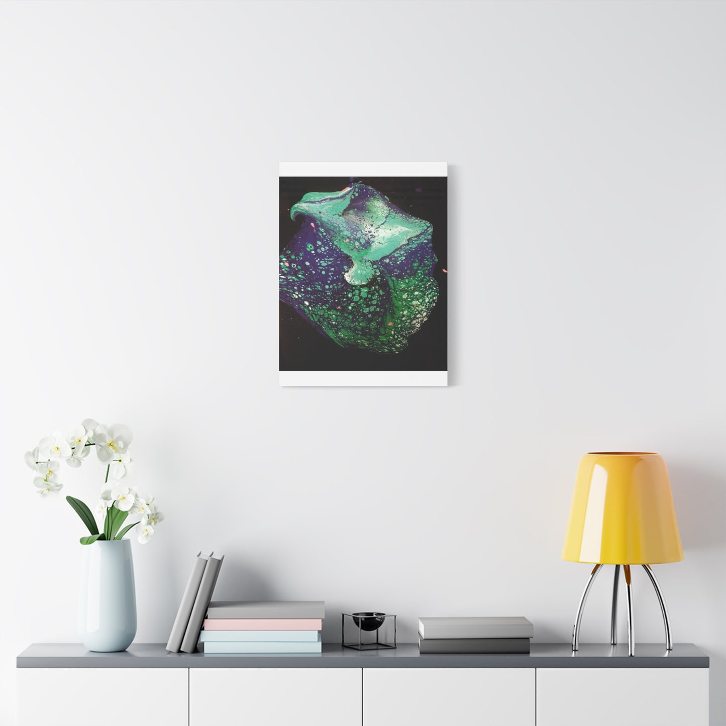 Abstract Green & Teal Fluid Art Canvas Print - Matte Stretched Wall Art