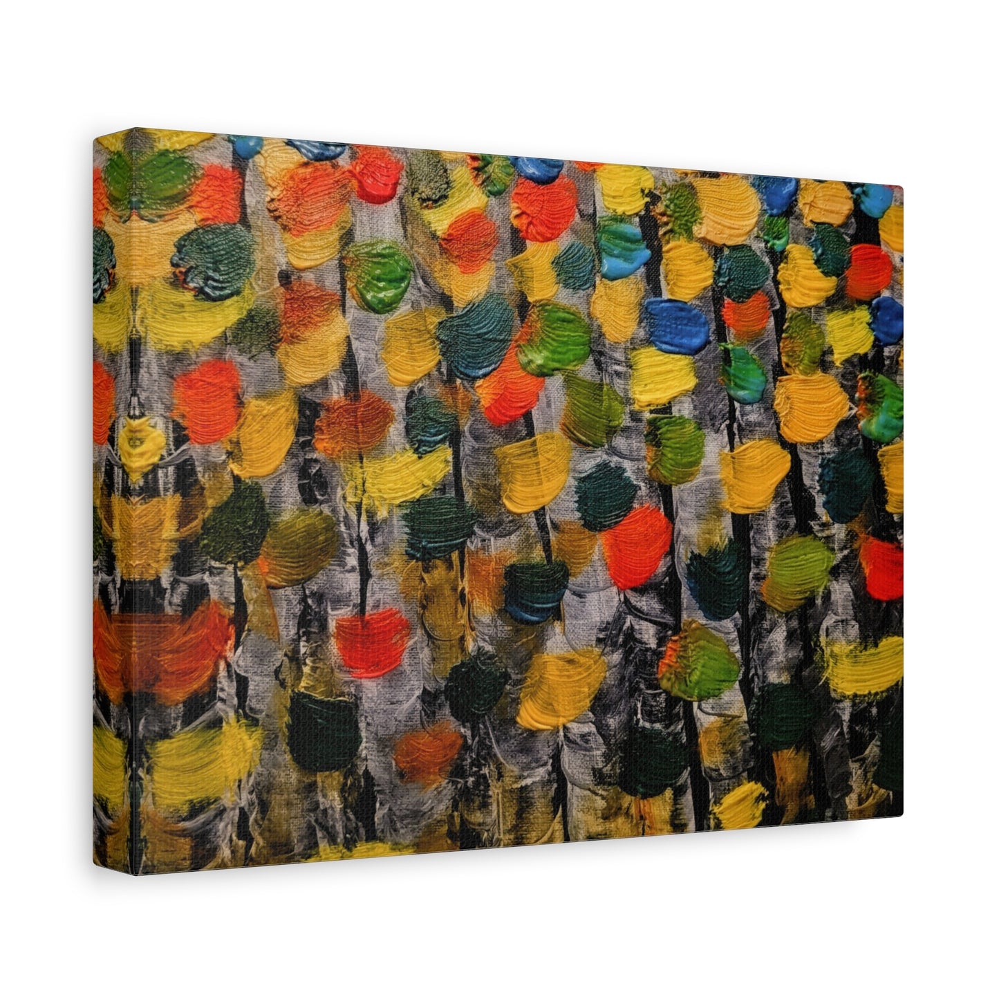 birch trees with color strokes - Abstract Color Bloom Matte Canvas Wall Art — Stretched 1.25"