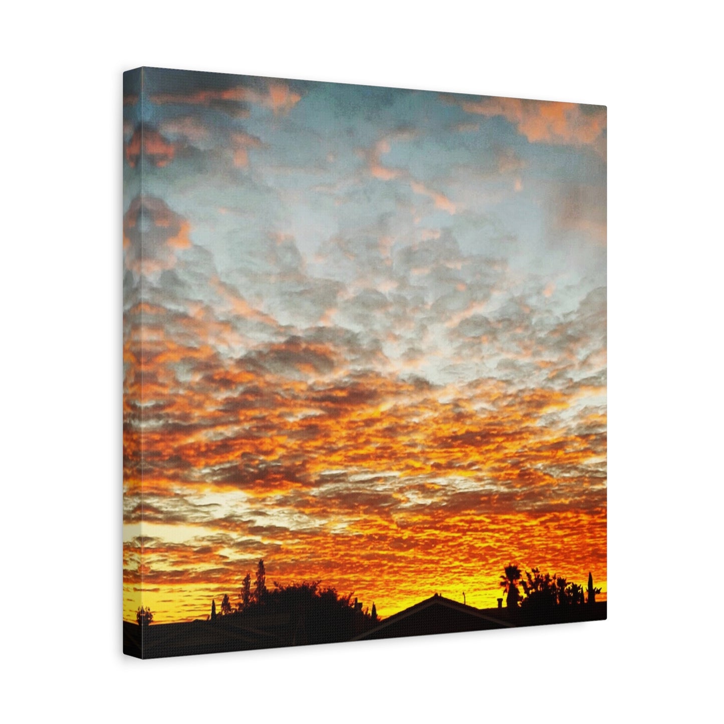 Sunset Sky Canvas Print — Orange Cloudscape Matte Stretched Wall Art