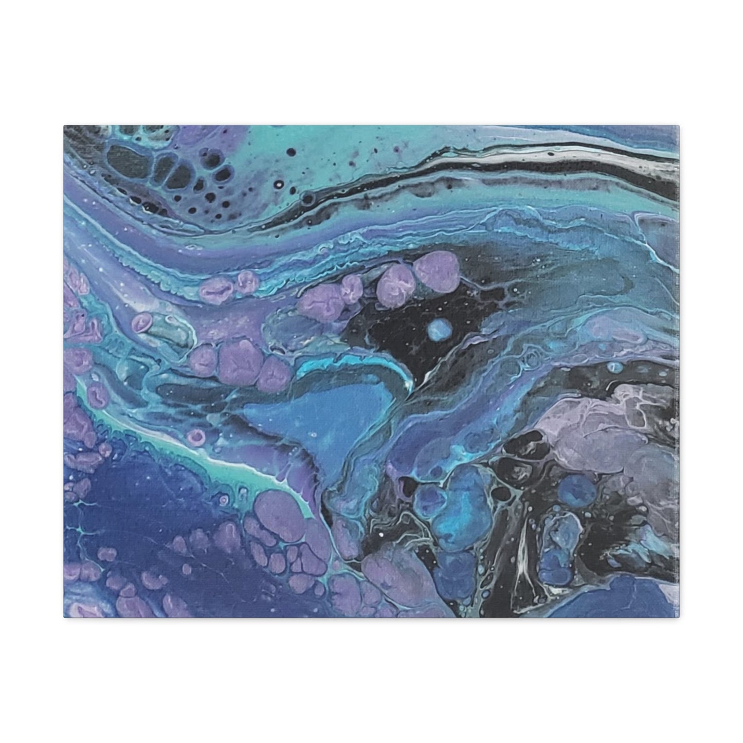 Abstract Ocean Wave Matte Canvas Print — Blue & Purple Fluid Art, Stretched 1.25"
