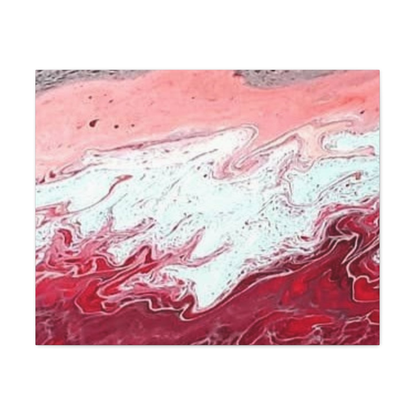 Abstract Pink & Red Fluid Art Canvas — Matte Stretched Wall Art