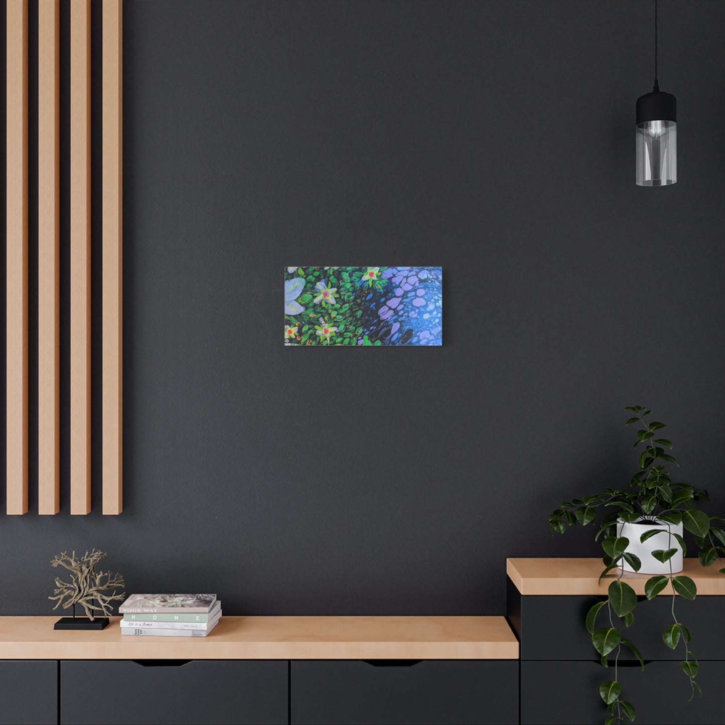 Floetrol&Flowers -  Reef Matte Canvas Wall Art — Blue & Green Abstract Flower Painting