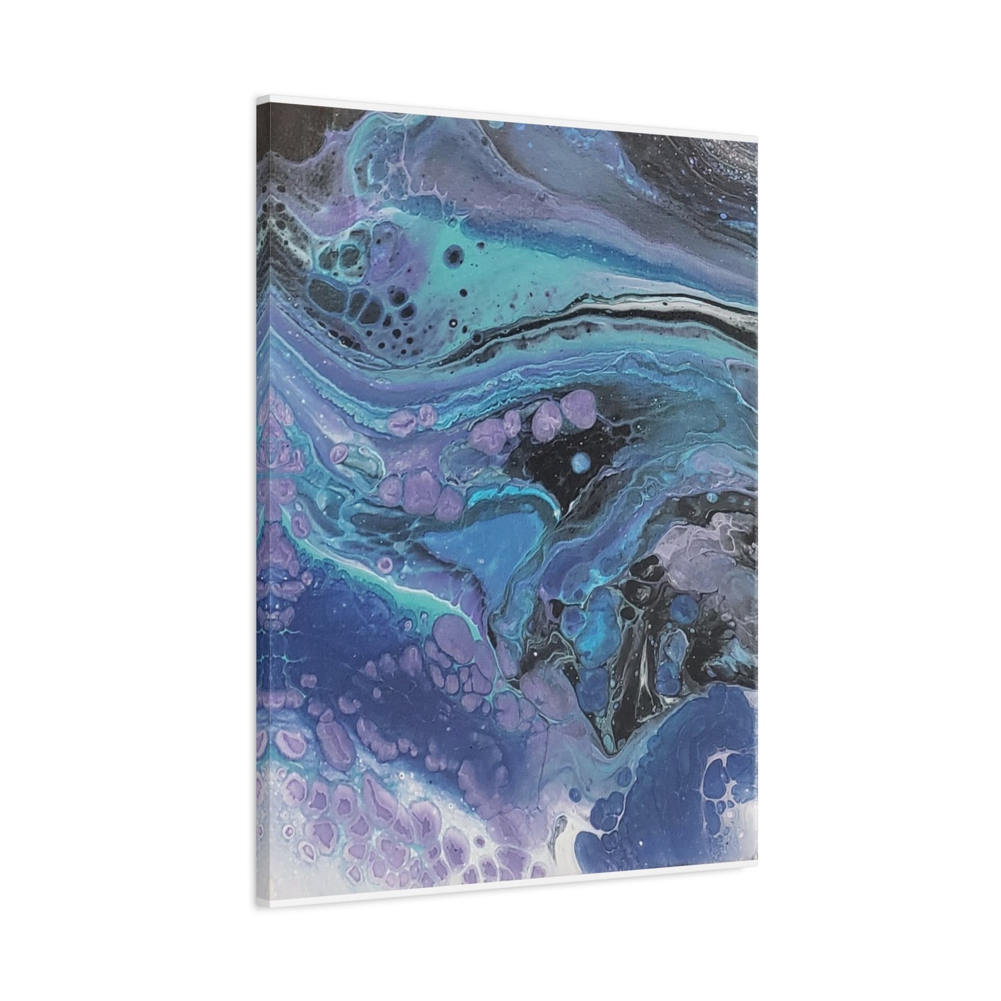 Abstract Ocean Wave Matte Canvas Print — Blue & Purple Fluid Art, Stretched 1.25"