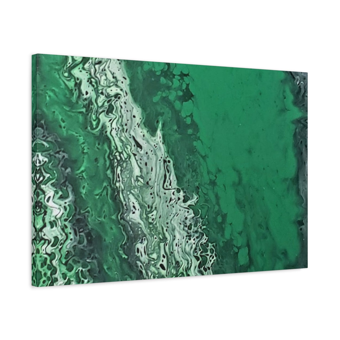 Emerald Wave Abstract Canvas Print — Matte Stretched Wall Art