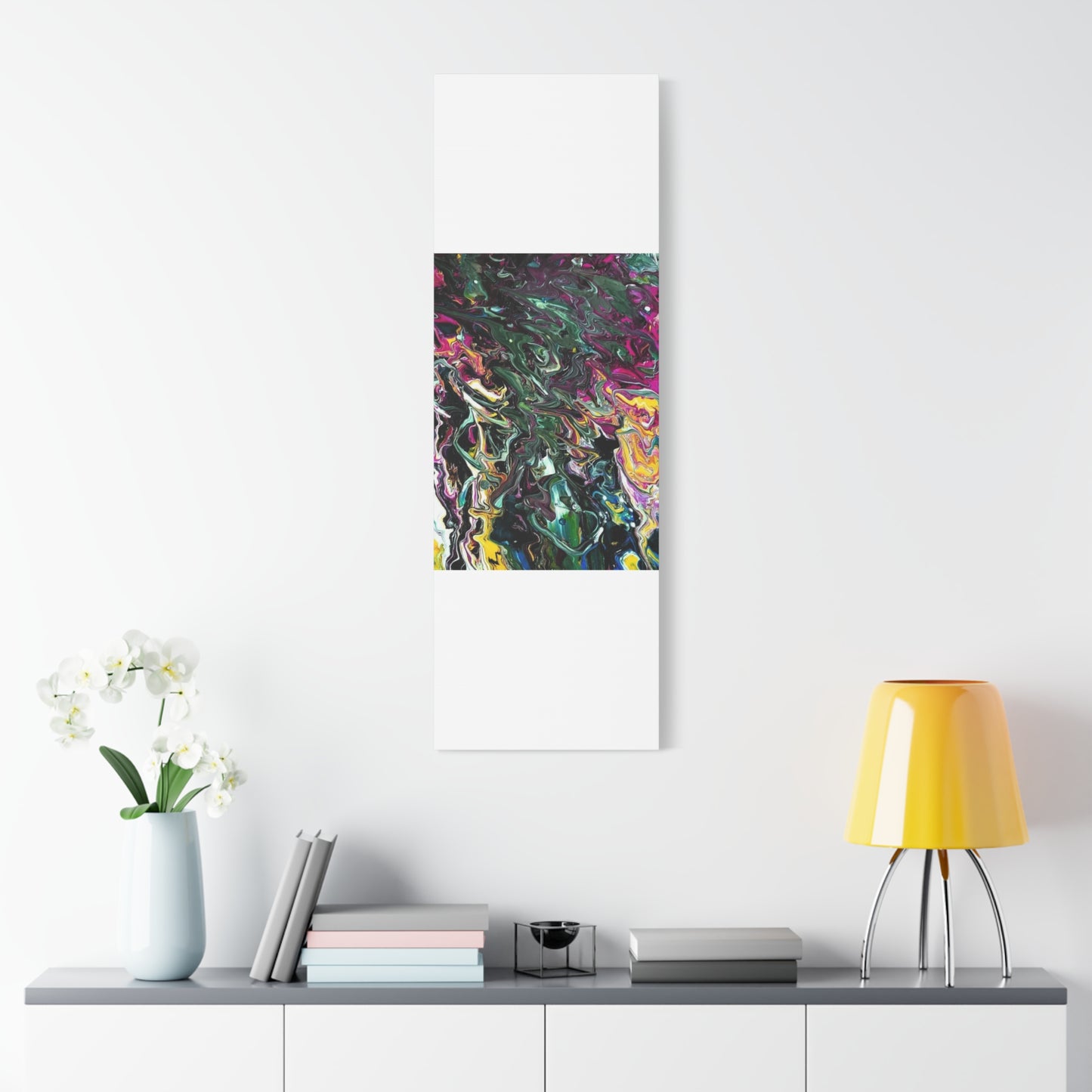 chaos in the garden - Abstract Fluid Art Matte Canvas Print - Colorful Swirl Wall Art