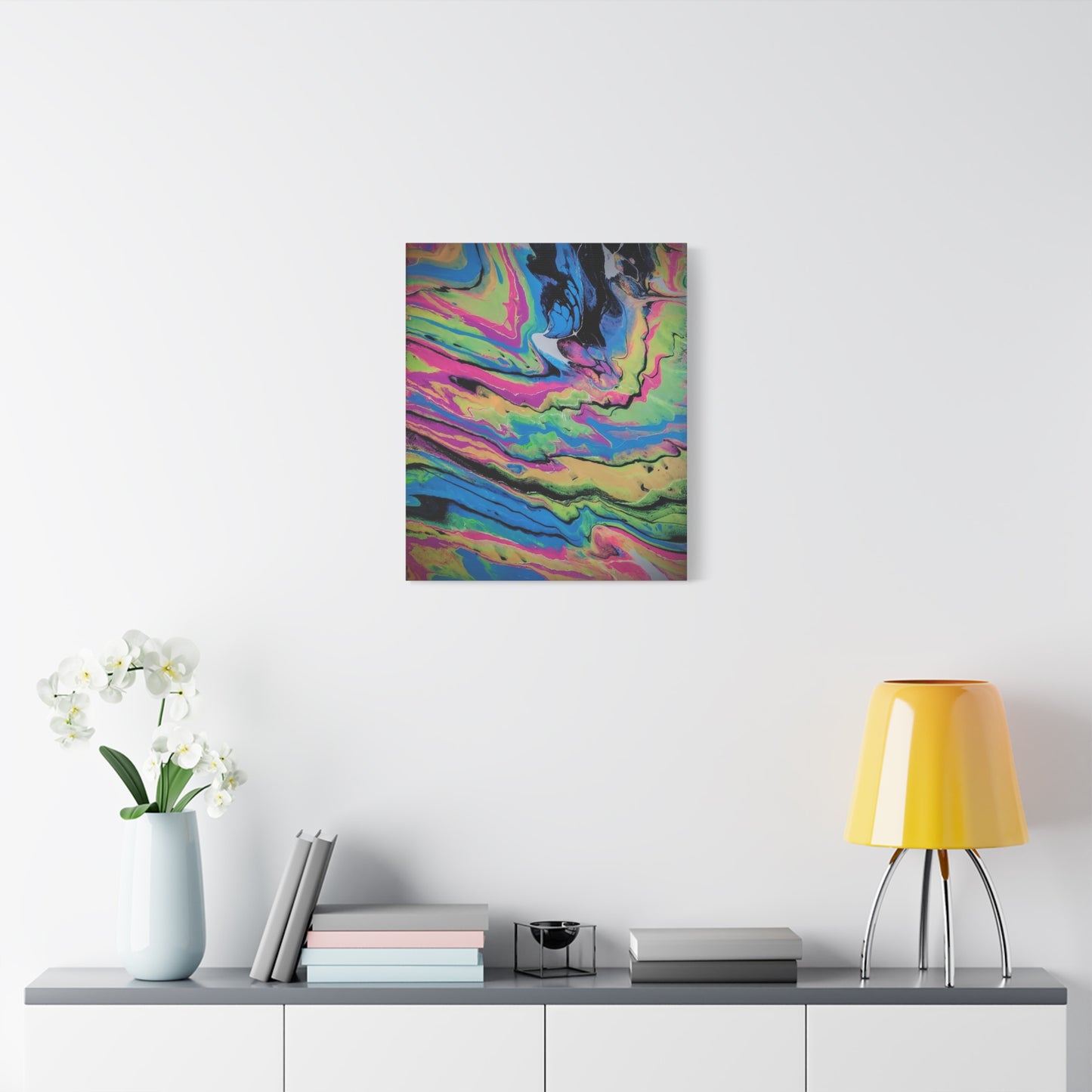 Abstract Neon Fluid Art Canvas Print — Vibrant Psychedelic Wall Decor