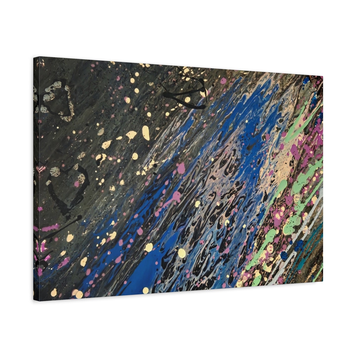 Abstract Splatter Matte Canvas Print — Colorful Fluid Art Wall Decor, Stretched 1.25"