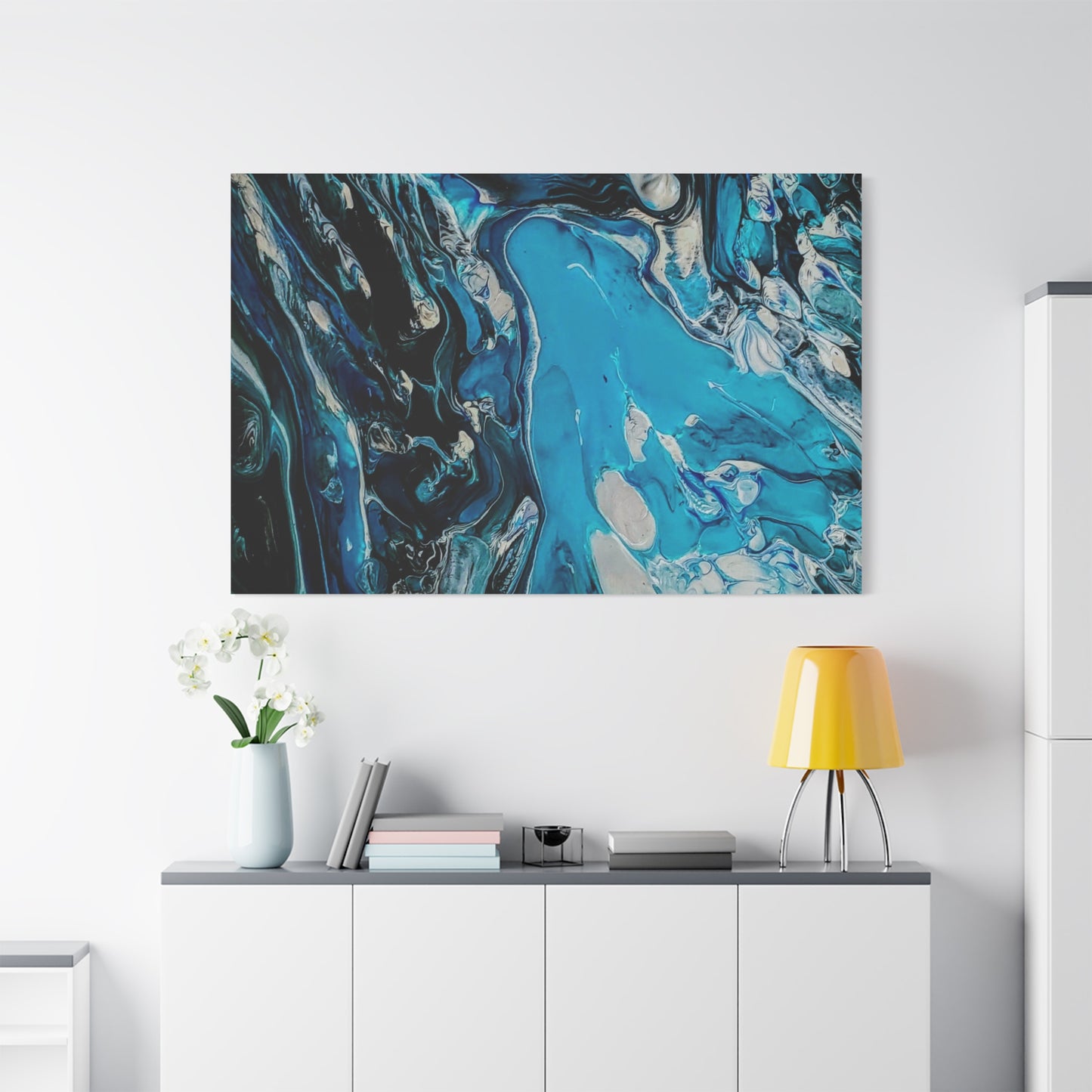 Blue Ocean Abstract Matte Canvas Print — Stretched Wall Art