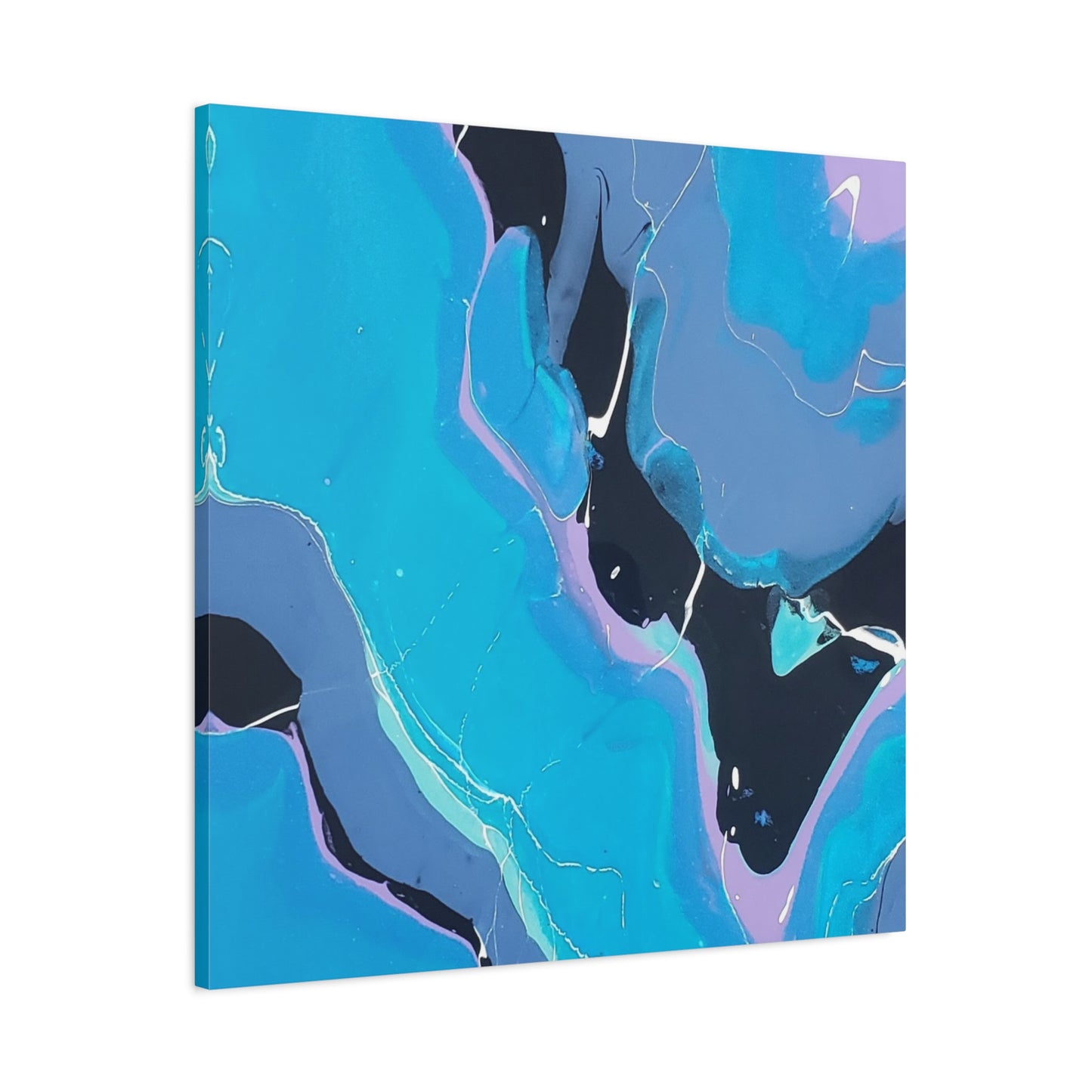Abstract Blue Fluid Art Canvas Print — Matte Stretched Wall Art 1.25"