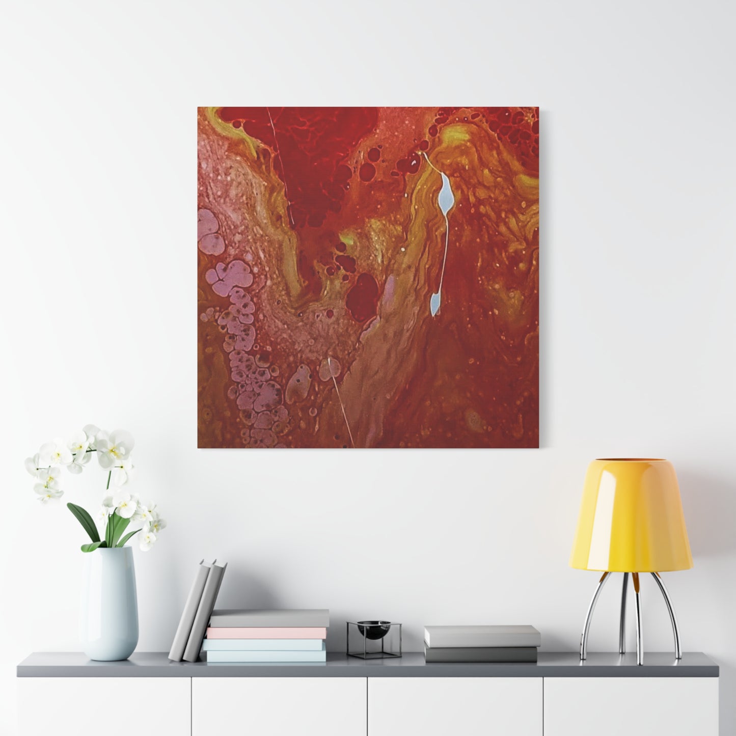 Abstract Red Fluid Art Canvas Print — Matte Stretched Wall Art