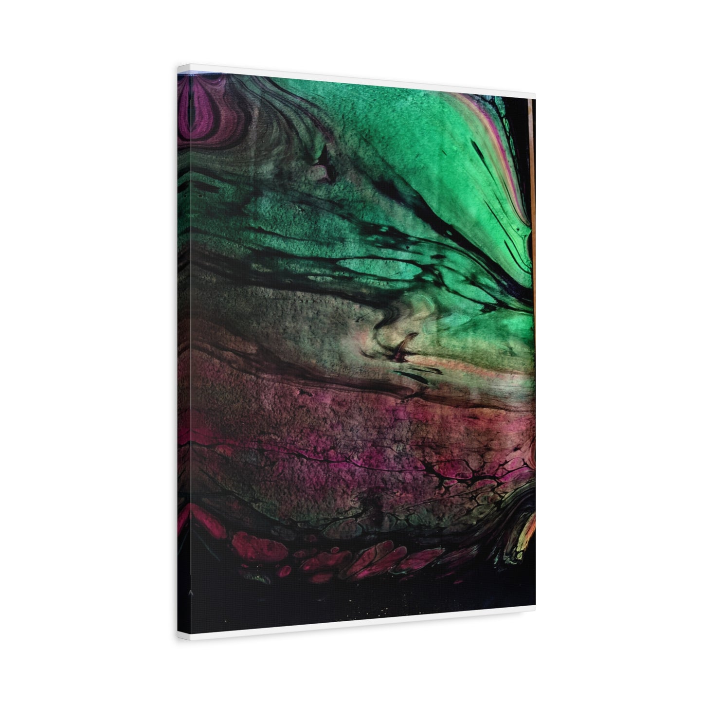 flame tempered pour - Abstract Teal & Magenta Canvas Wall Art — Matte Stretched 1.25"