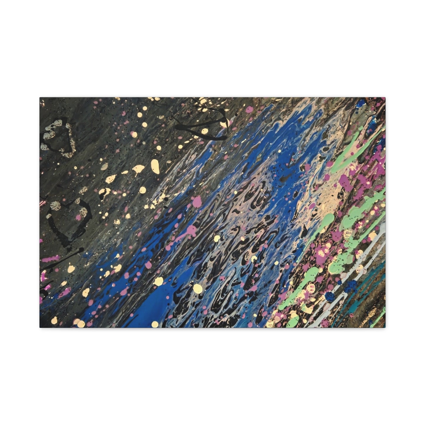 Abstract Splatter Matte Canvas Print — Colorful Fluid Art Wall Decor, Stretched 1.25"