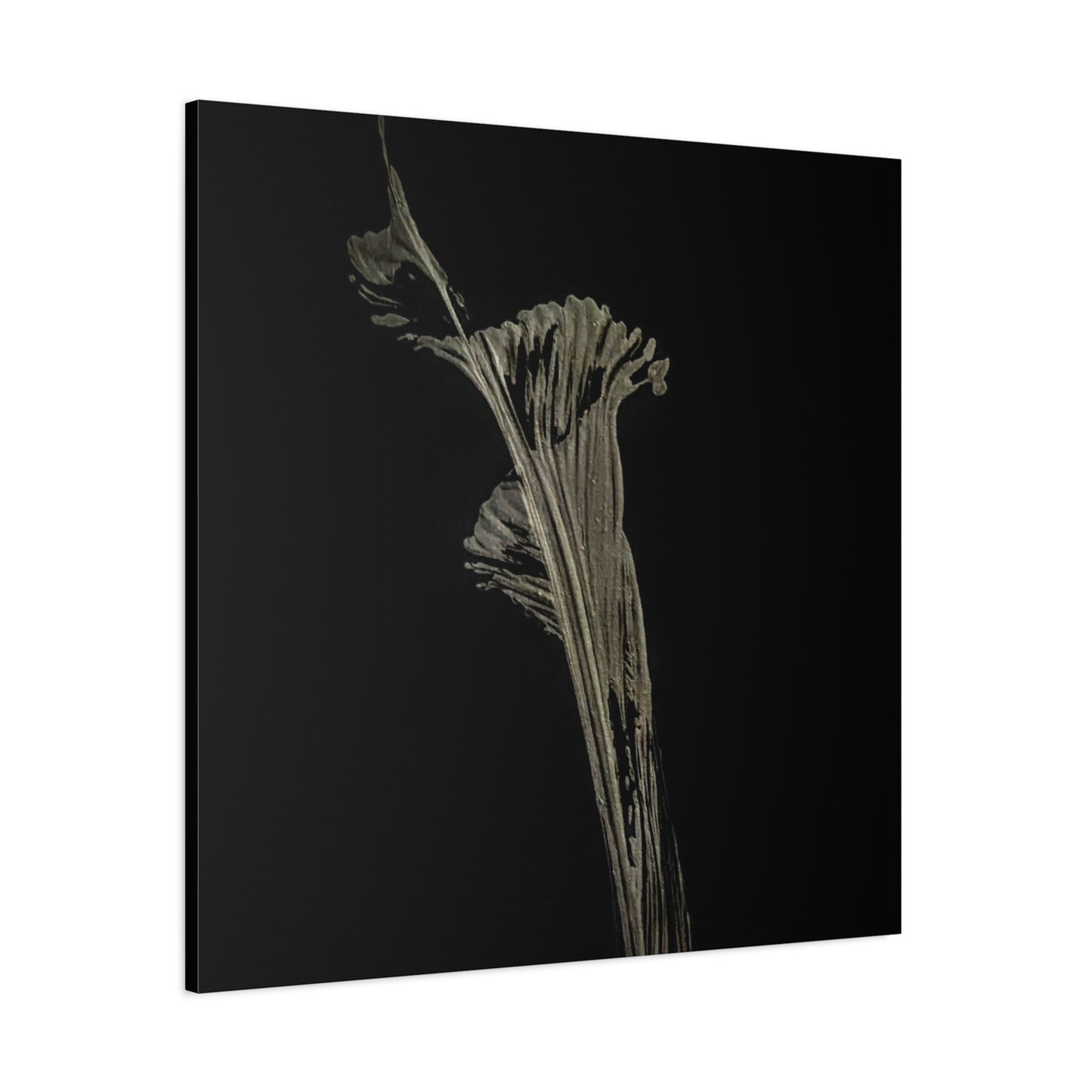 Calla Lilly - Minimalist Botanical Canvas Print — Monochrome Flower Art on Black Matte