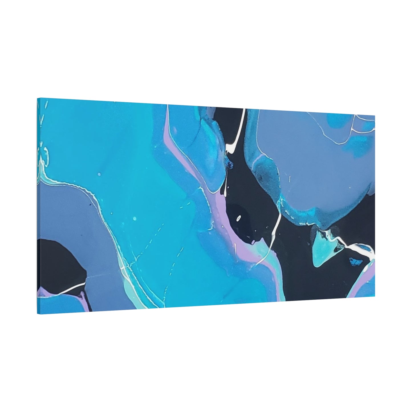 Abstract Blue Fluid Art Canvas Print — Matte Stretched Wall Art 1.25"